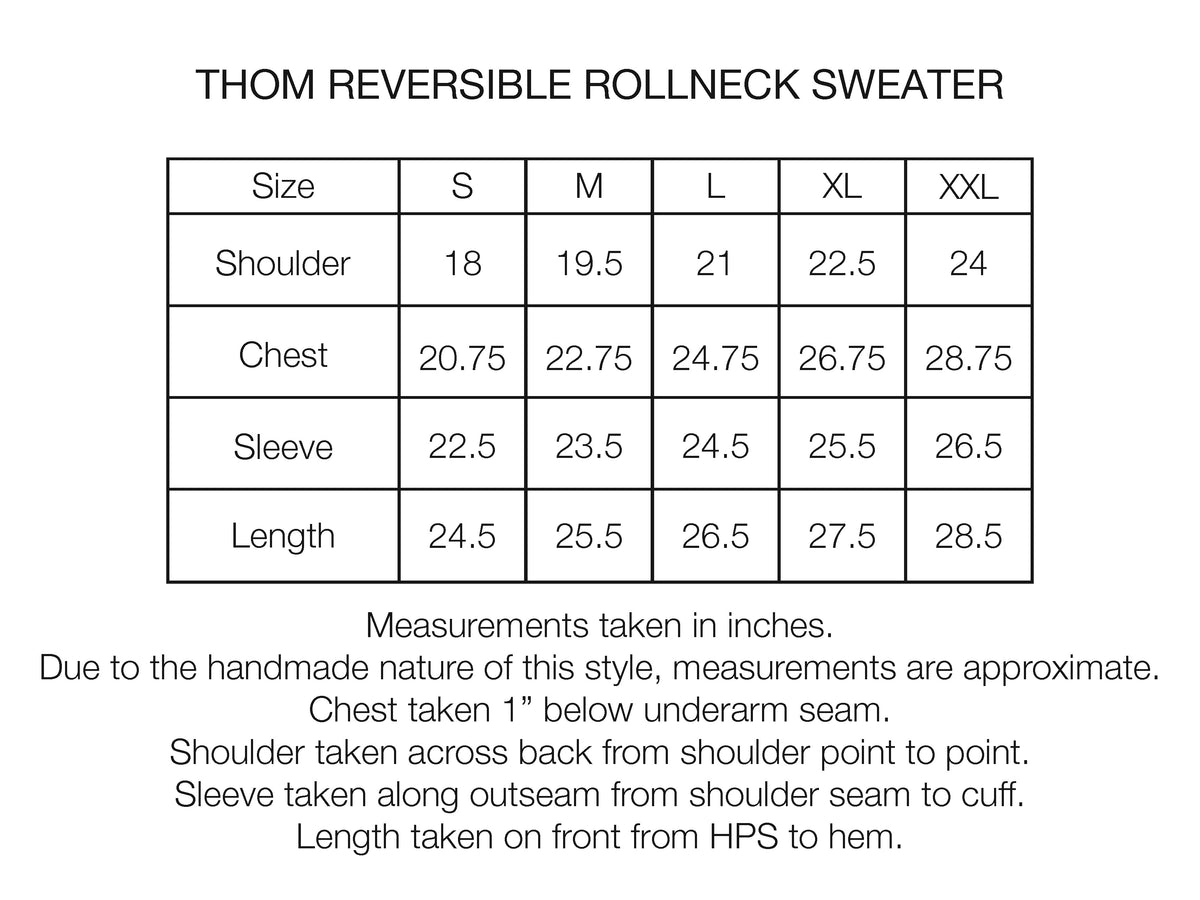 THOM REVERSIBLE ROLLNECK SWEATER -  NAVY HANDLOOM TWISTED MERINO BOUCLE