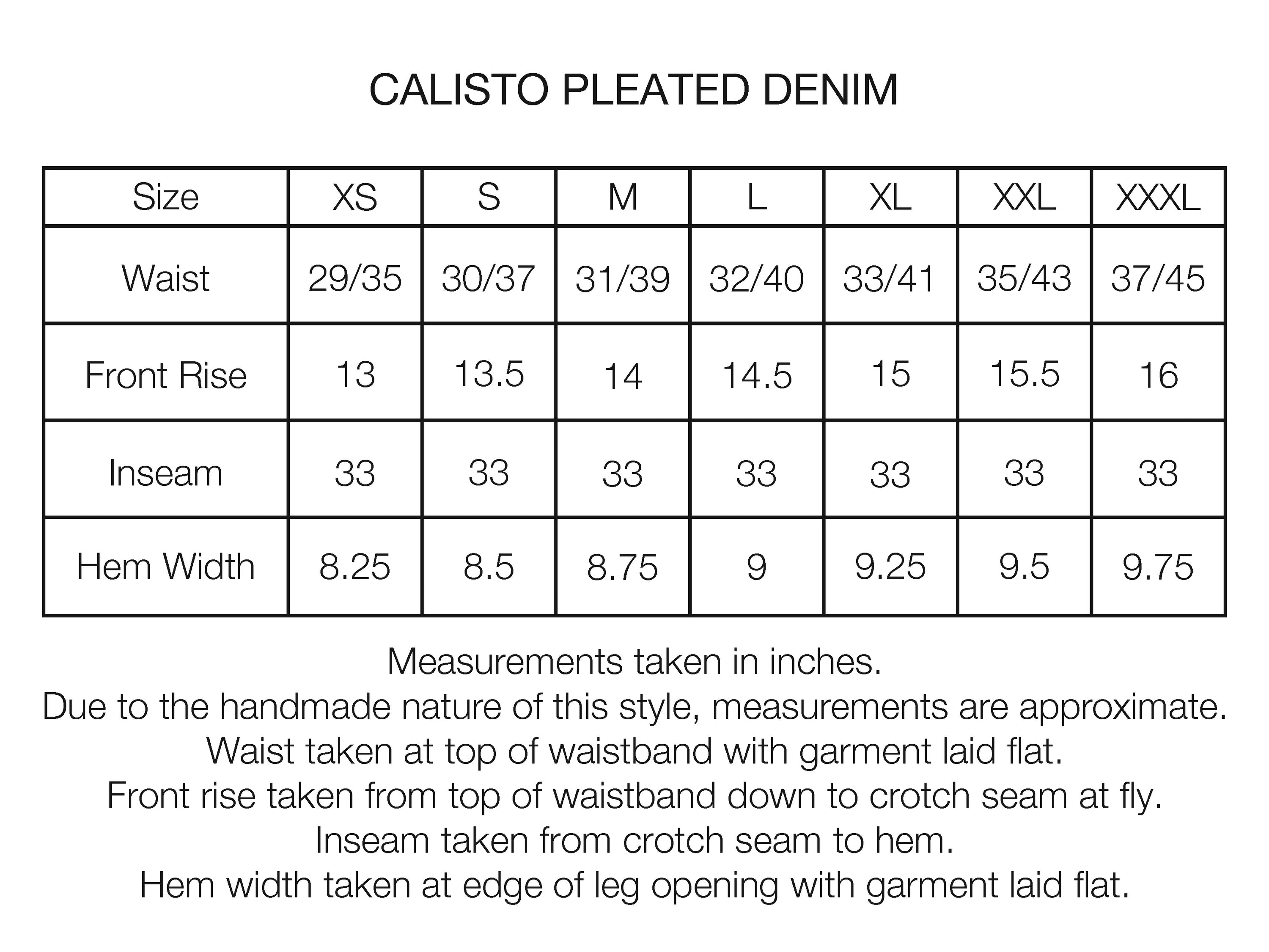 CALISTO DOUBLE PLEATED BIG JEANS - BLACK 13oz. INDIAN RAW DENIM