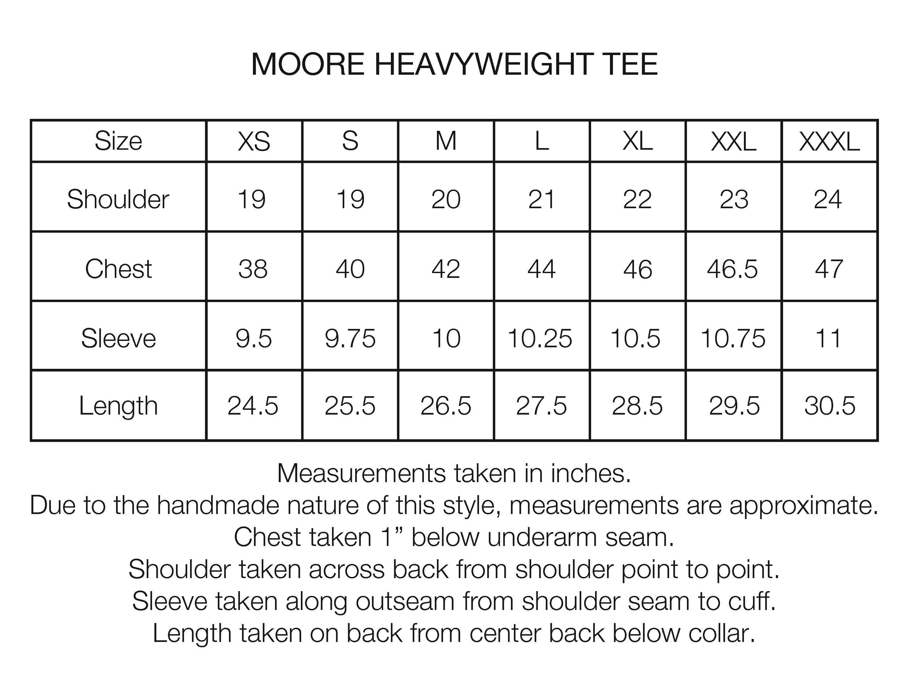 MOORE HEAVYWEIGHT TEE - SALT 12.25 oz. COTTON JERSEY