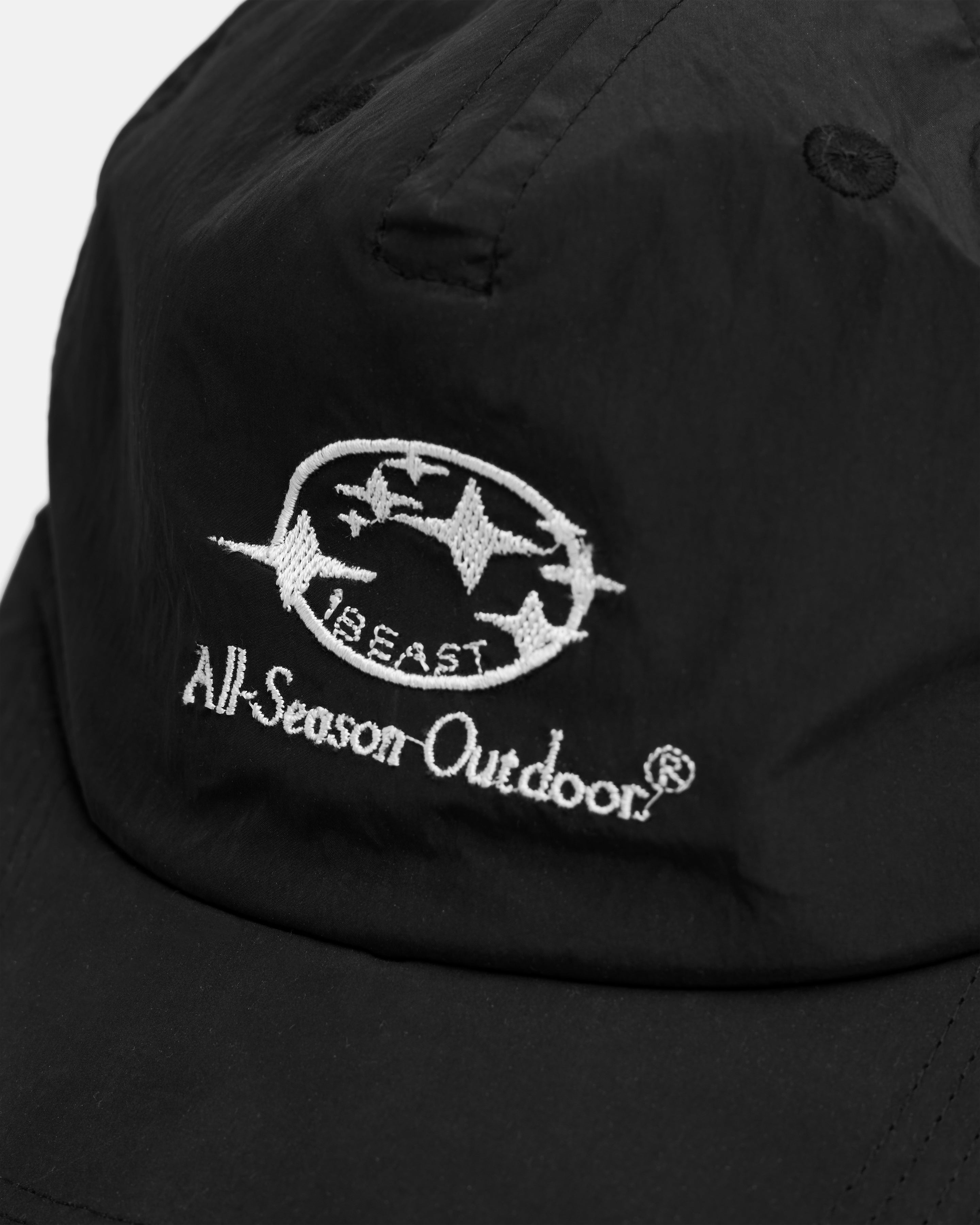 “ALL-SEASON OUTDOOR” STOWE 5 PANEL HAT - BLACK BRUSHED NYLON