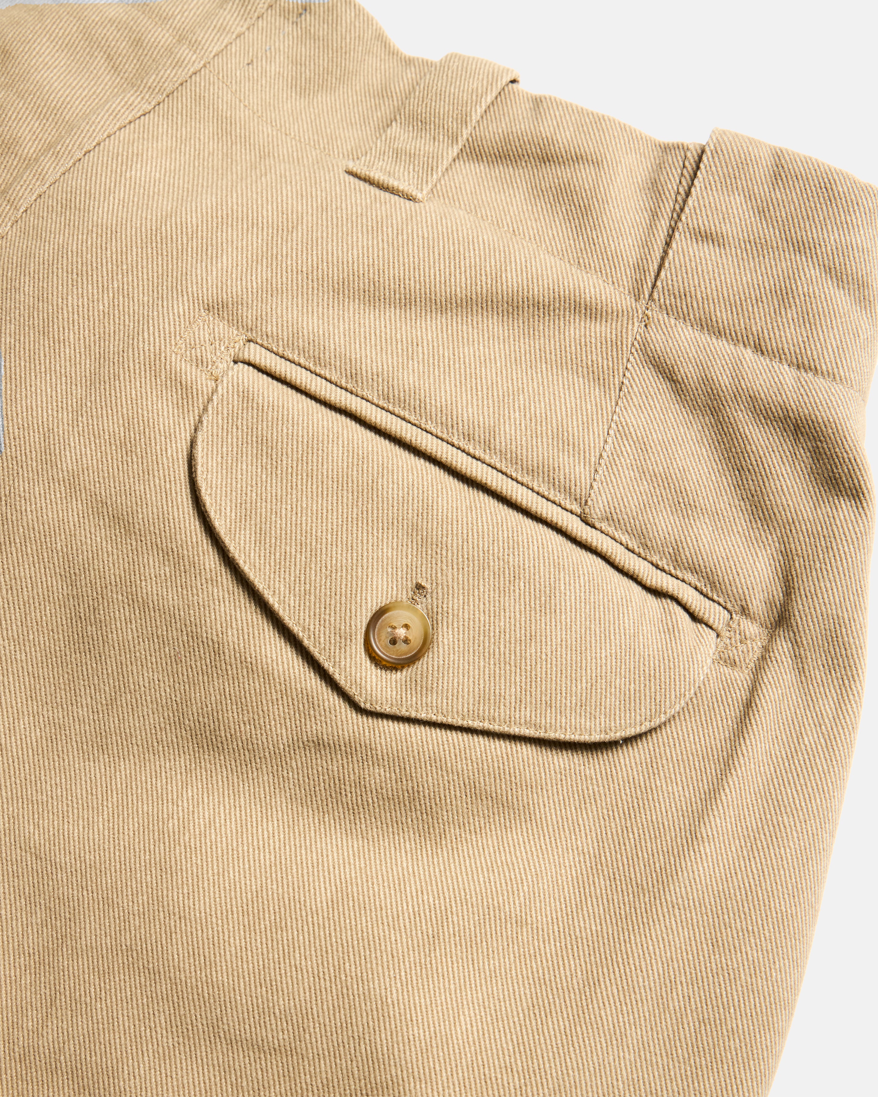 ROSSI CHINO - SERVICE KHAKI BRUSHED MELANGE CAVALRY TWILL – 18 East