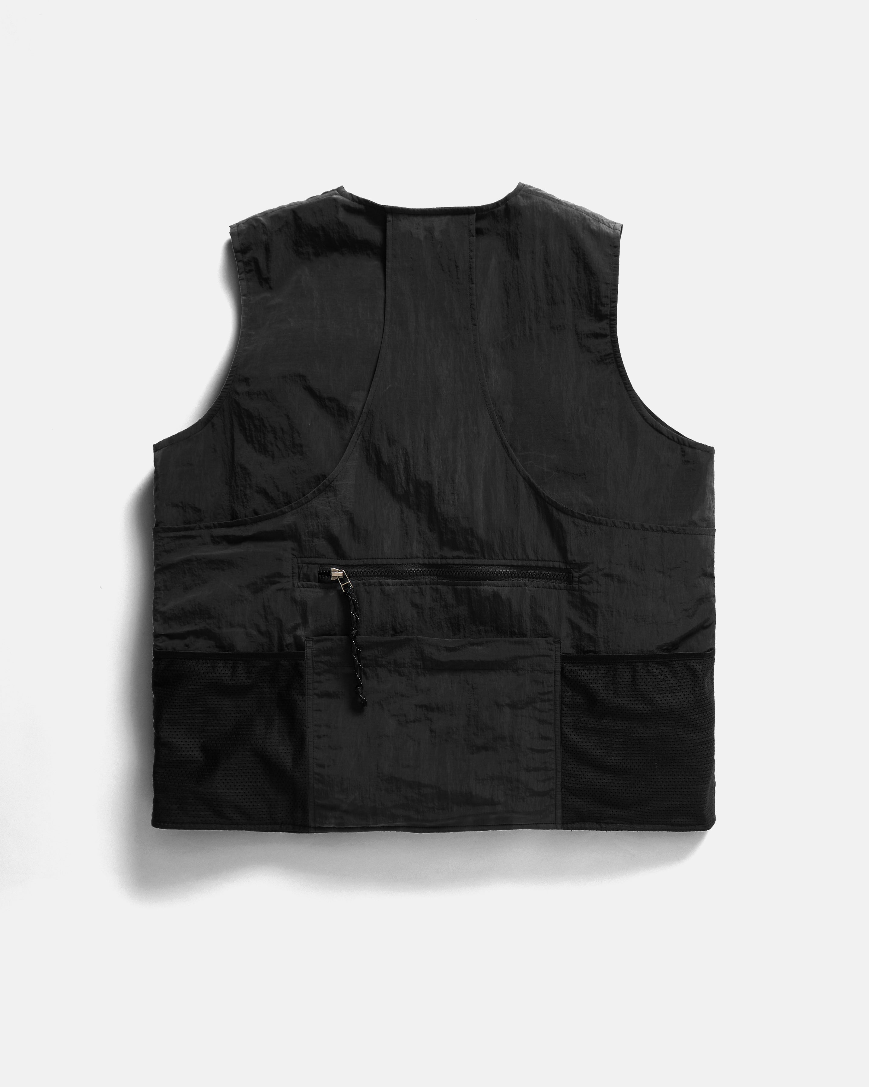 KEARSE REVERSIBLE UTILITY VEST - BLACK WAXED NYLON / MIDNIGHT COTTON/NYLON RIPSTOP