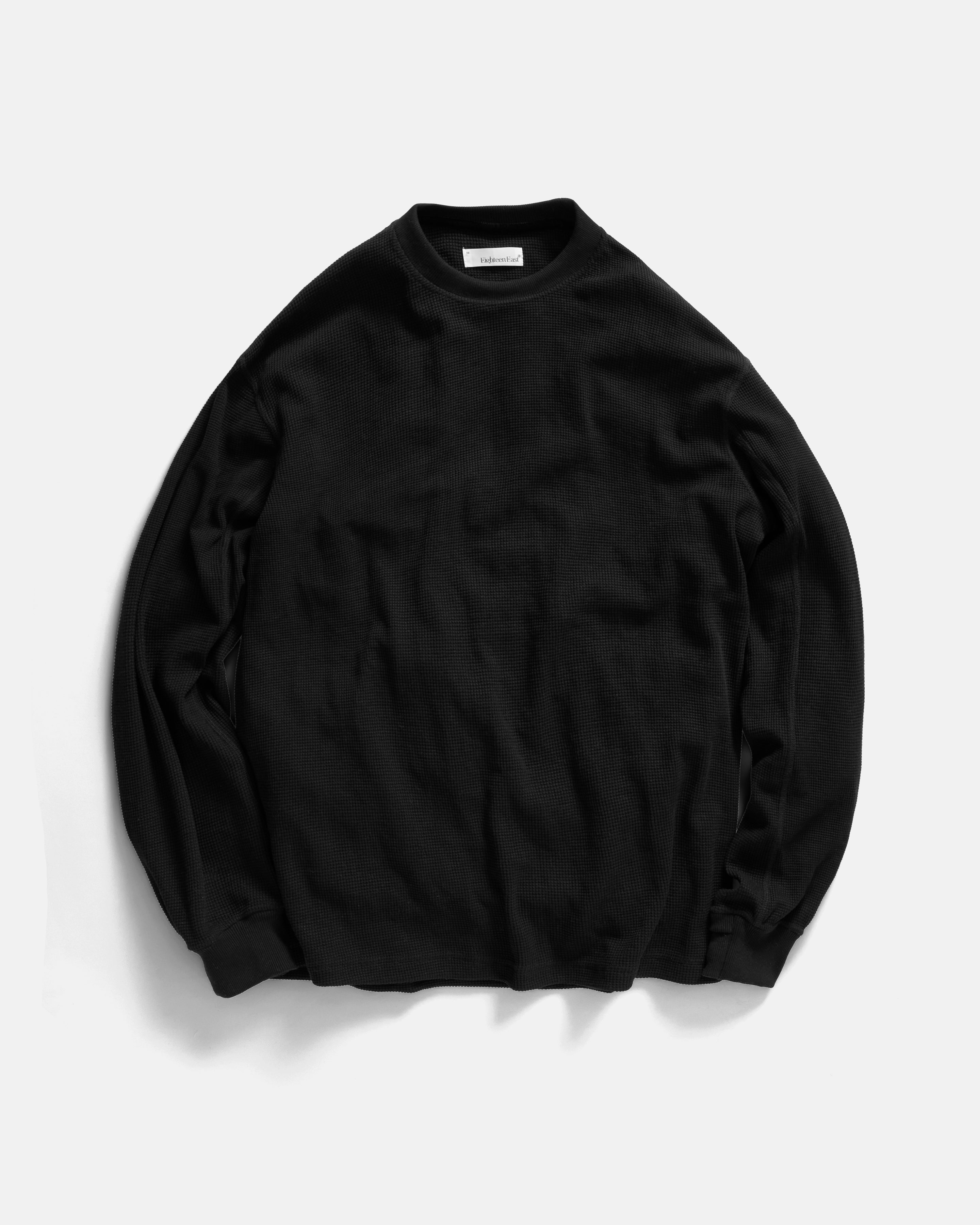 ARIZ LONG SLEEVE CREWNECK - BLACK LIGHTWEIGHT TECH COTTON THERMAL