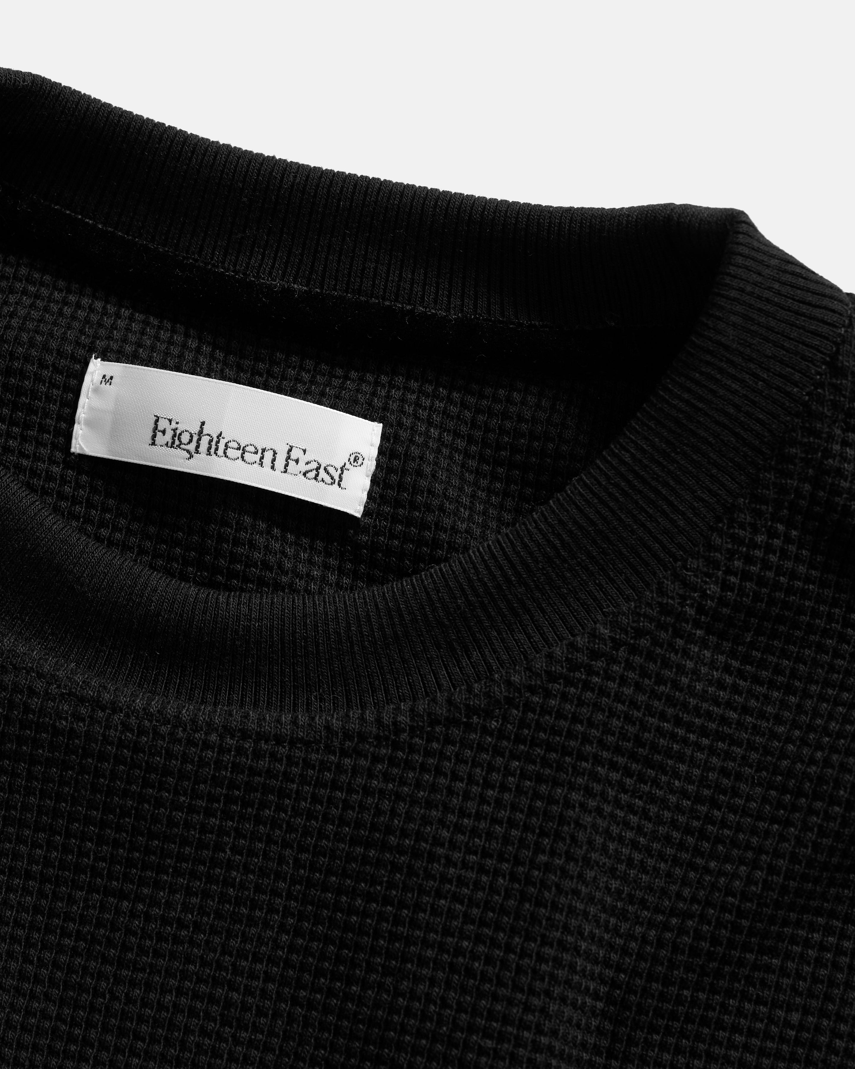 ARIZ LONG SLEEVE CREWNECK - BLACK LIGHTWEIGHT TECH COTTON THERMAL