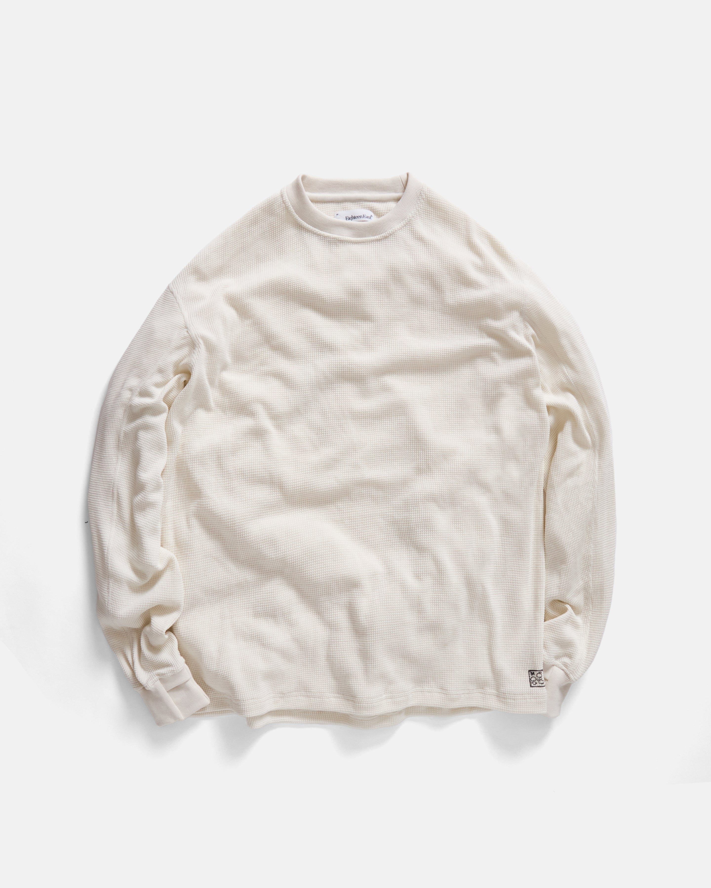 ARIZ LONG SLEEVE CREWNECK - IVORY LIGHTWEIGHT TECH COTTON THERMAL