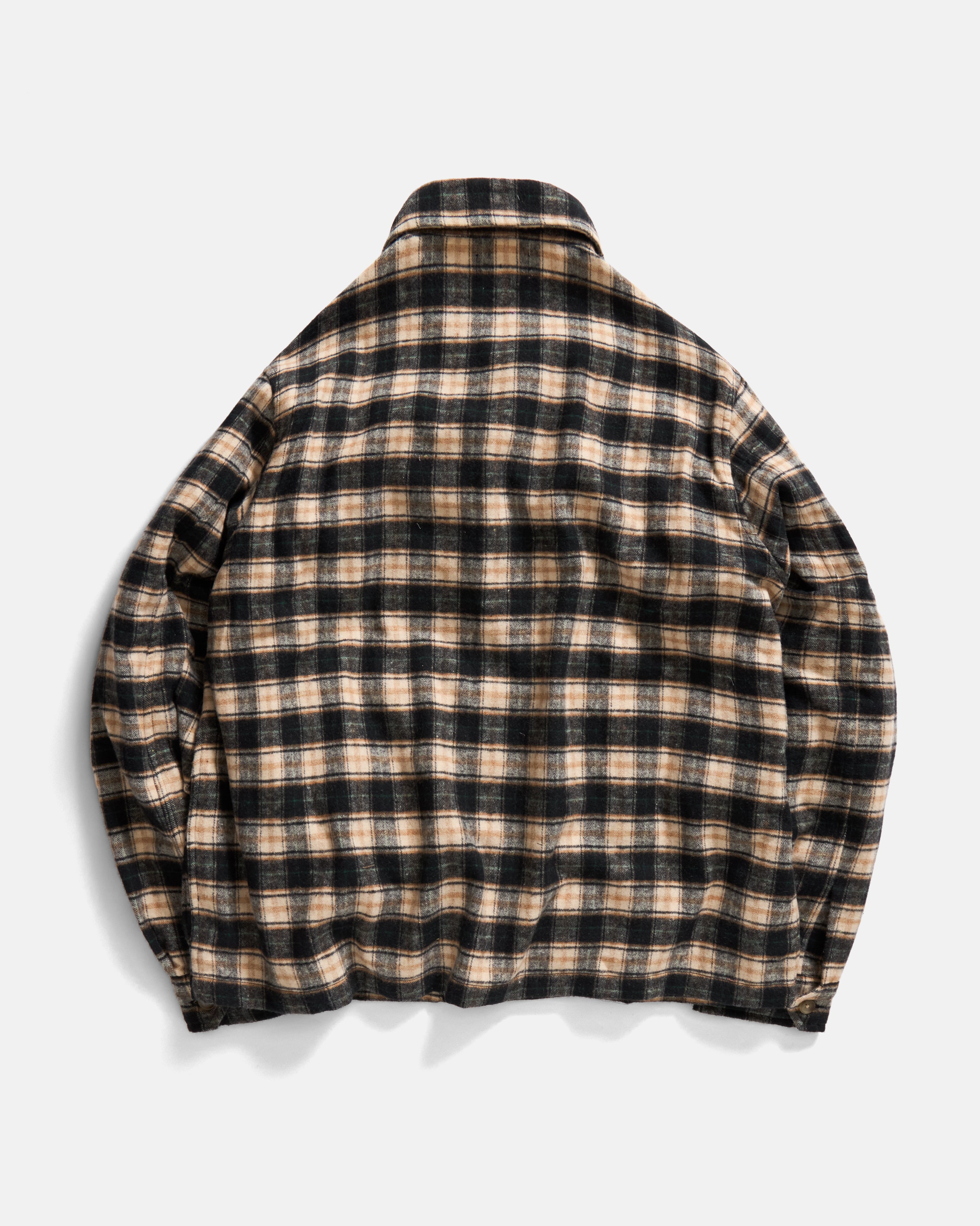 GALE BOX SHIRT - BLACK / ECRU / BRITISH KHAKI / GRASS BRUSHED COTTON FLANNEL