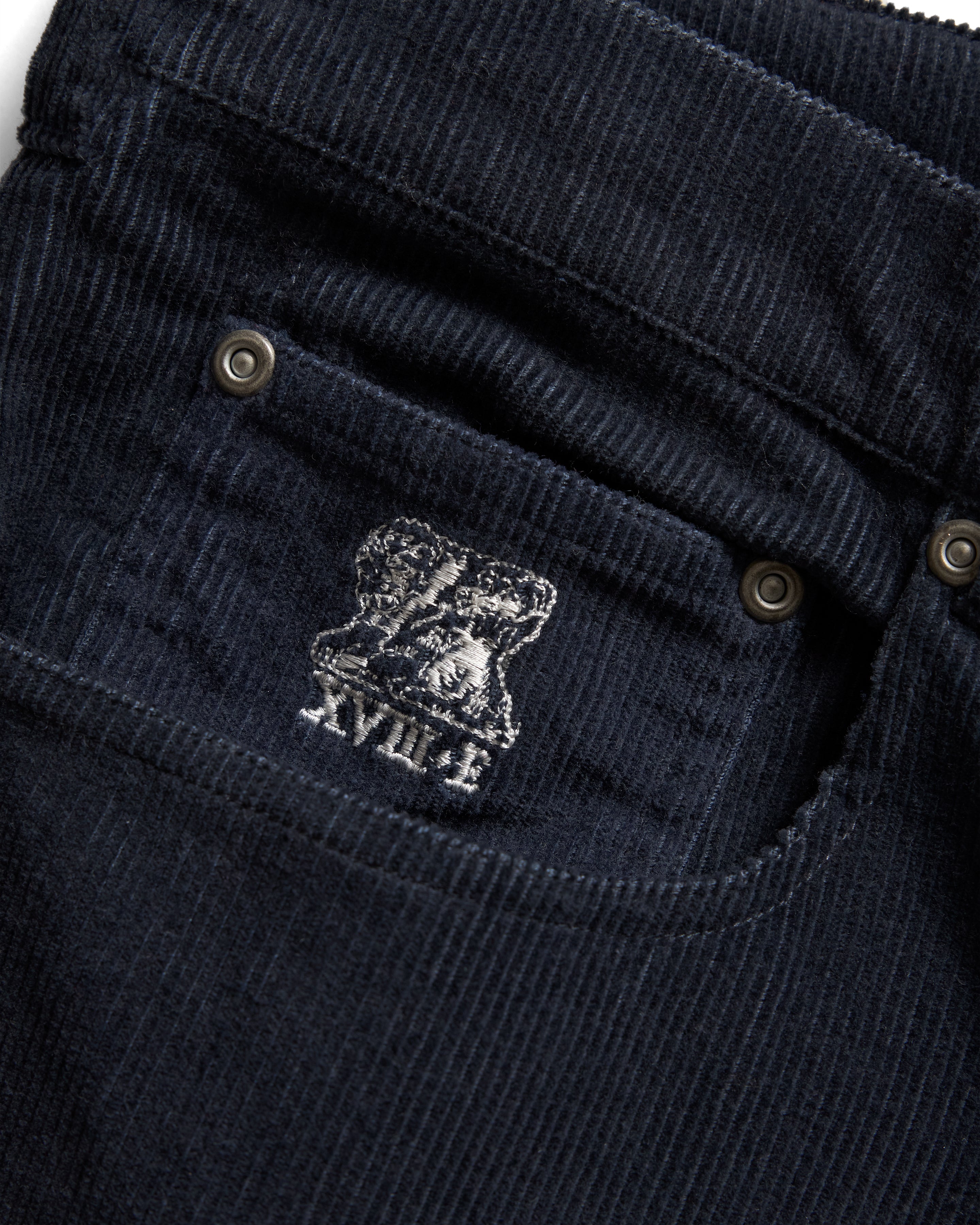 MATTEO FIVE POCKET CORDS - FADED MIDNIGHT NAVY COTTON CORDUROY