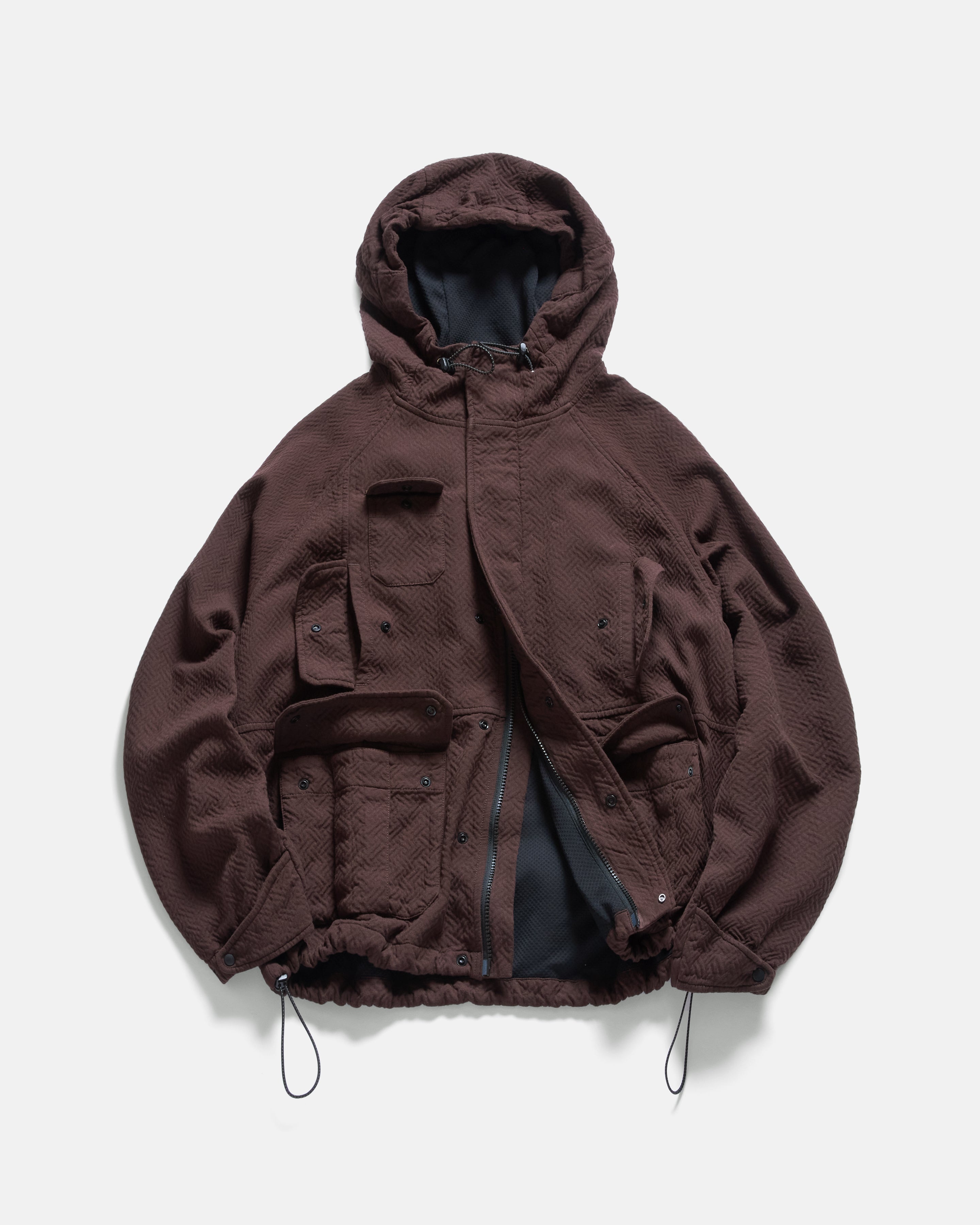 SEGUIN HOODED MOUNTAIN PARKA - UMBER DOUBLE WEAVE JACQUARD COTTON