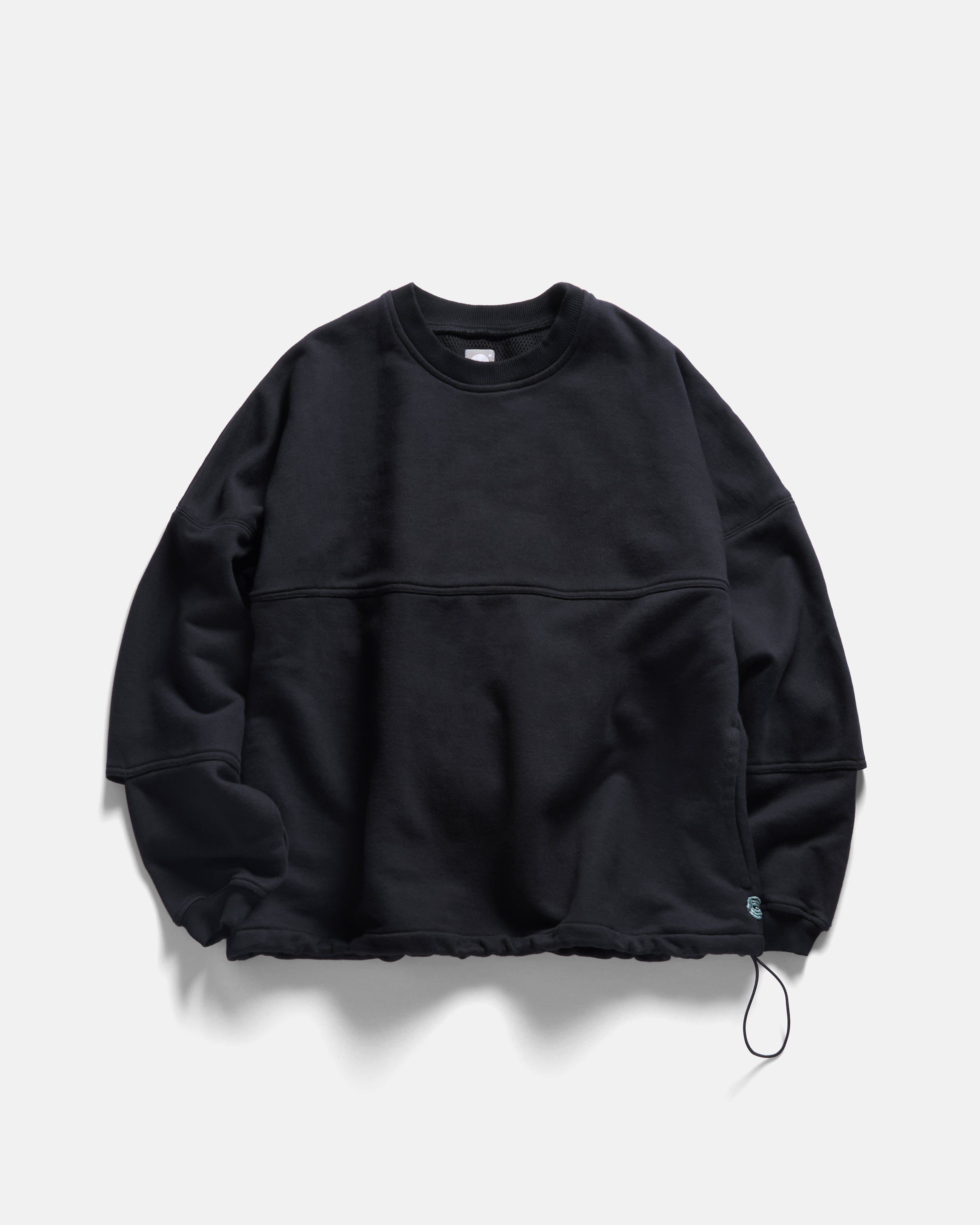 REHBEIN VENTED CREWNECK - BLACK 19oz. LOOPBACK TERRY