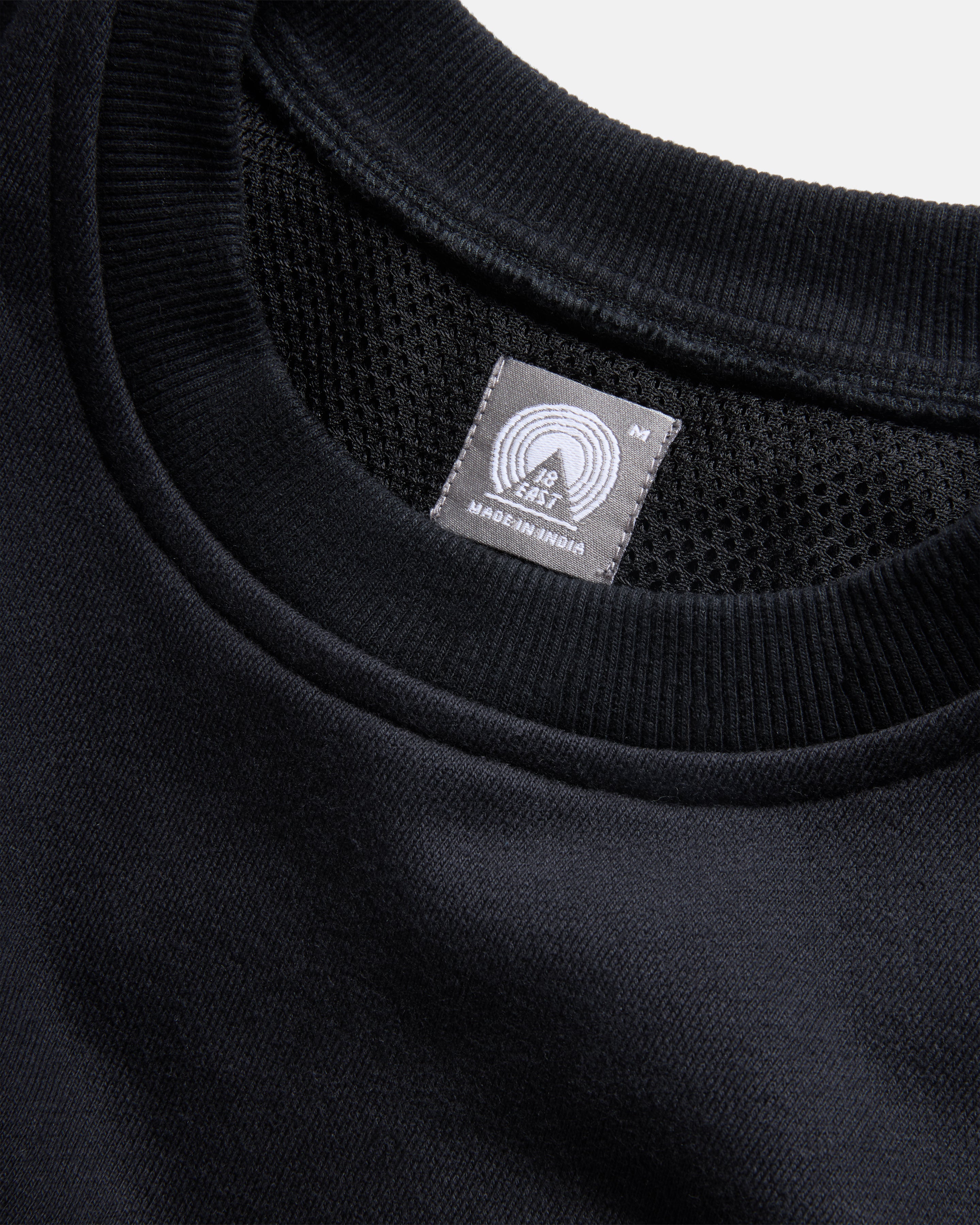 REHBEIN VENTED CREWNECK - BLACK 19oz. LOOPBACK TERRY