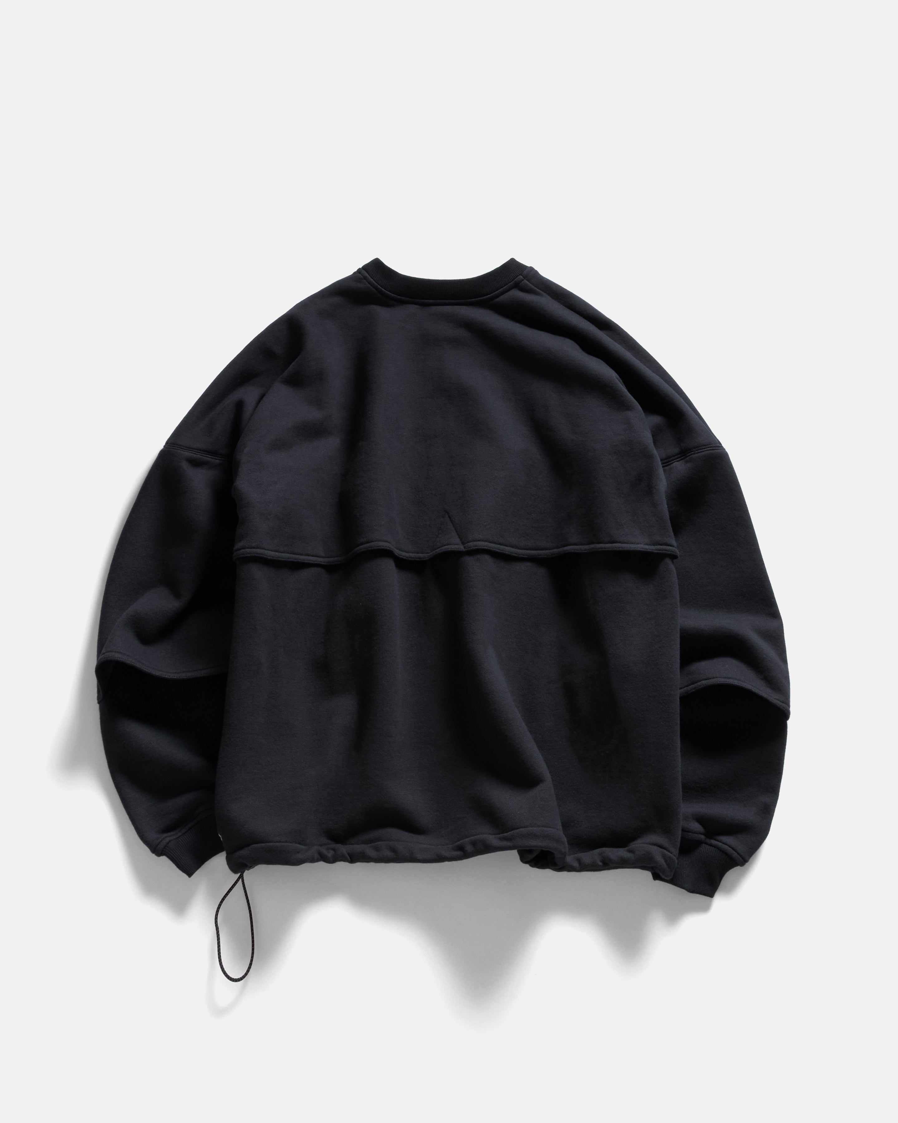 REHBEIN VENTED CREWNECK - BLACK 19oz. LOOPBACK TERRY