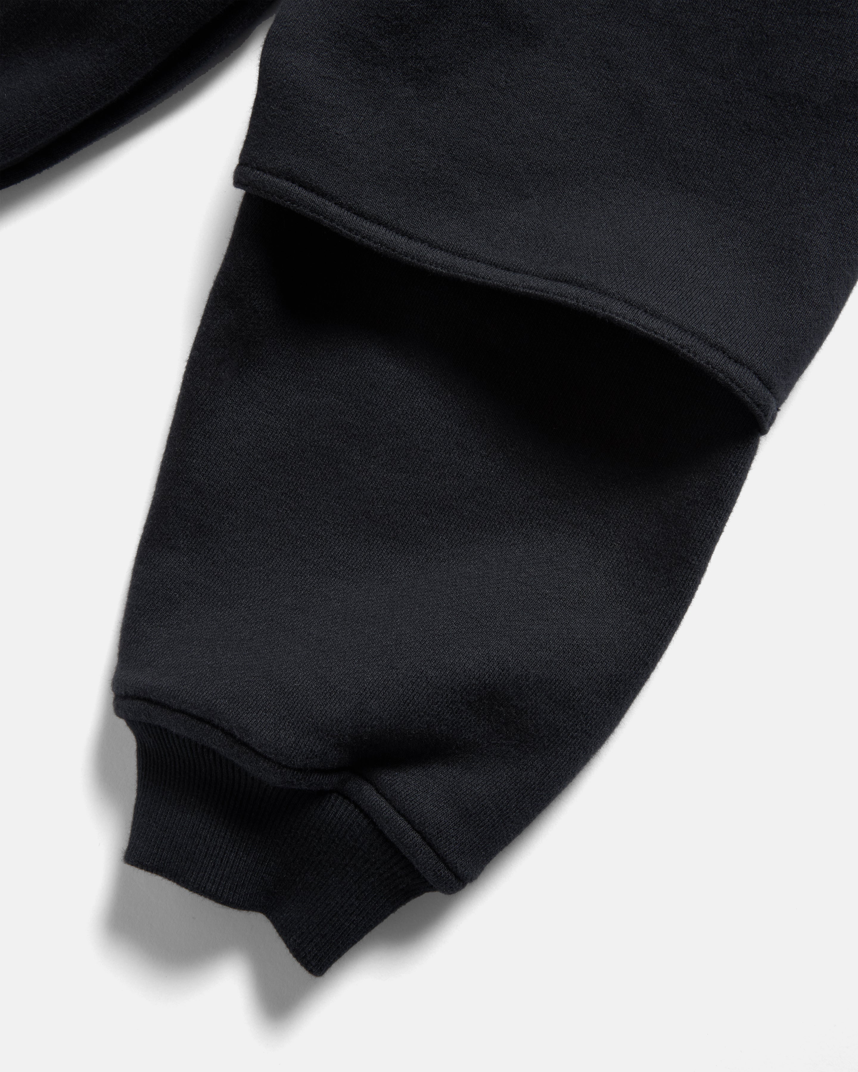 REHBEIN VENTED CREWNECK - BLACK 19oz. LOOPBACK TERRY