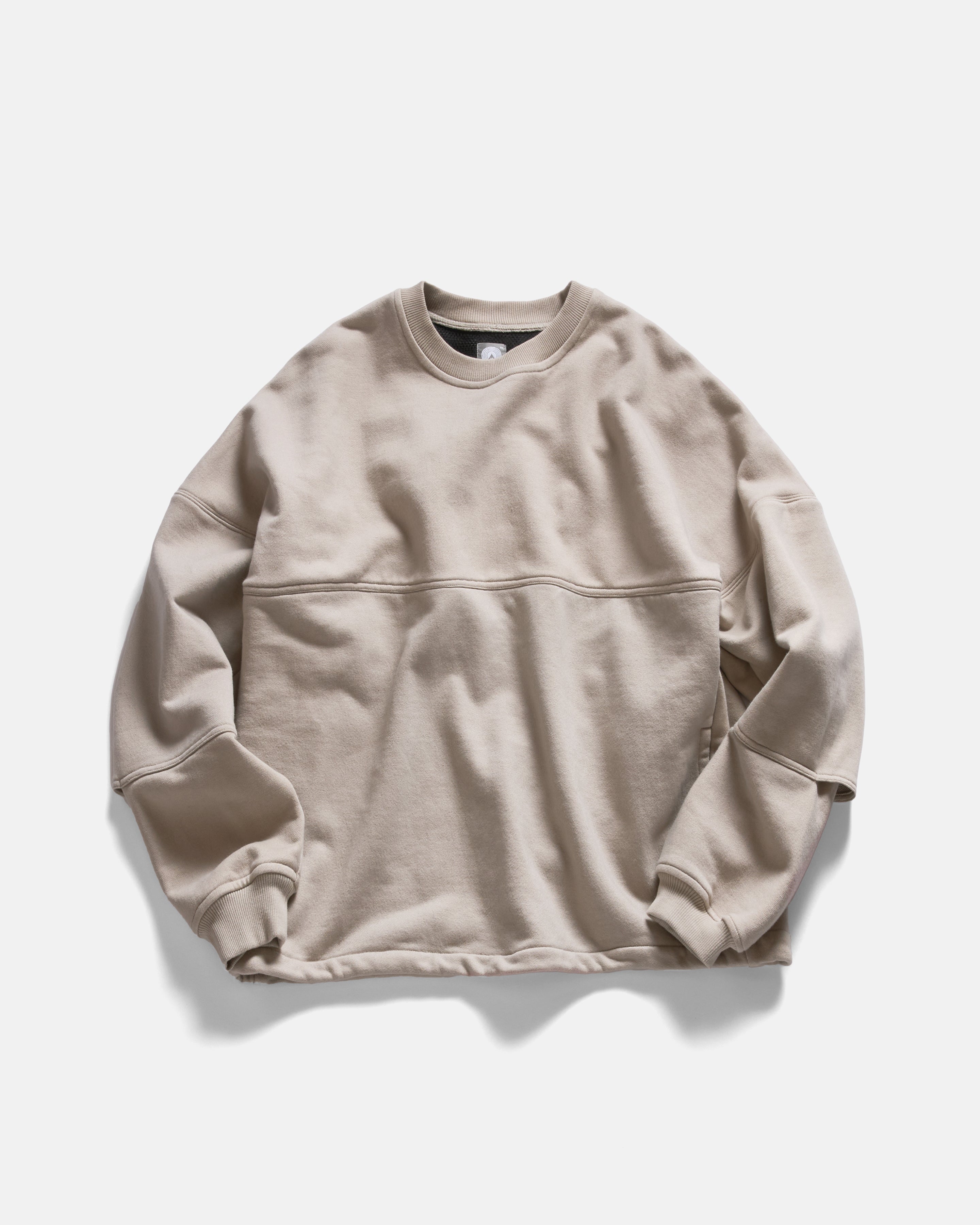 REHBEIN VENTED CREWNECK - PALE CASHEW 19oz. LOOPBACK TERRY