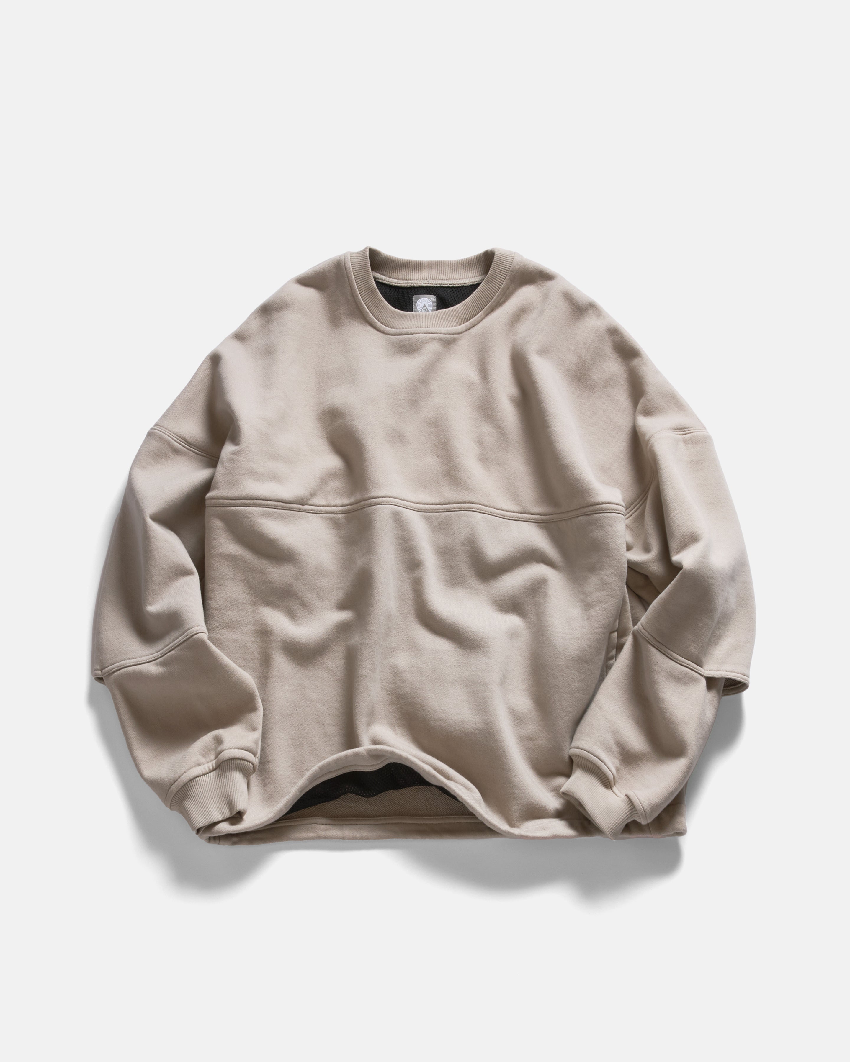 REHBEIN VENTED CREWNECK - PALE CASHEW 19oz. LOOPBACK TERRY