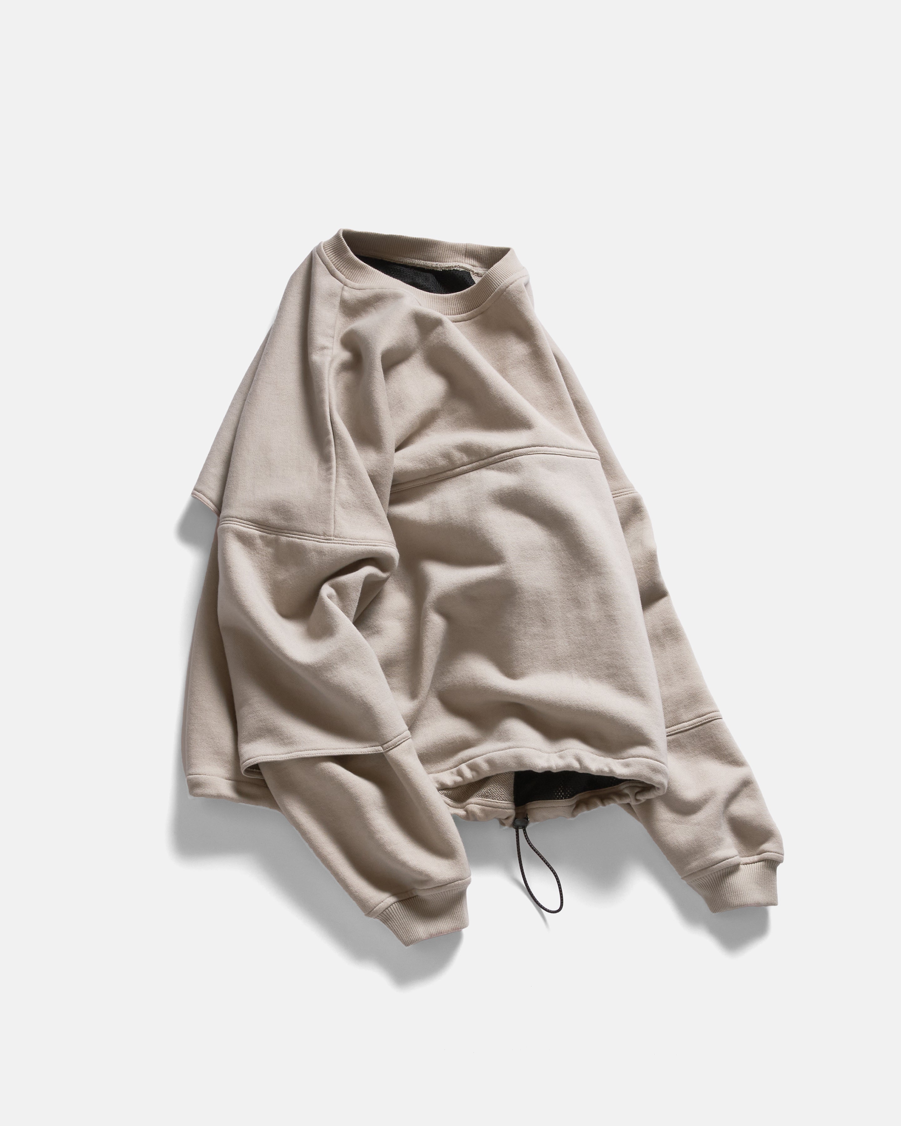 REHBEIN VENTED CREWNECK - PALE CASHEW 19oz. LOOPBACK TERRY