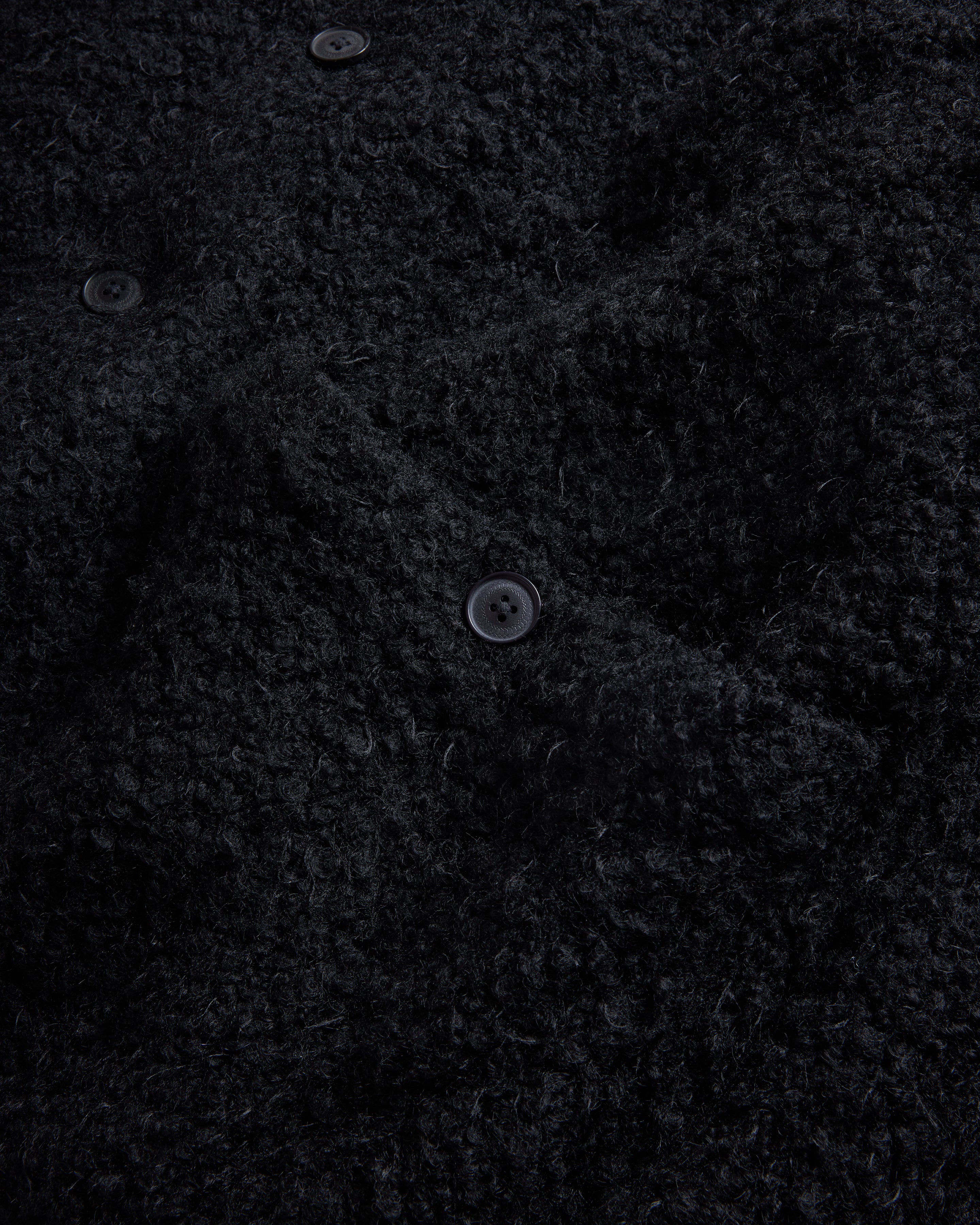 JOSEPH REVERSIBLE COACH'S JACKET - BLACK "FOHAIR" WOOLEN BOUCLÉ / WATER-REPELLENT BRUSHED NYLON