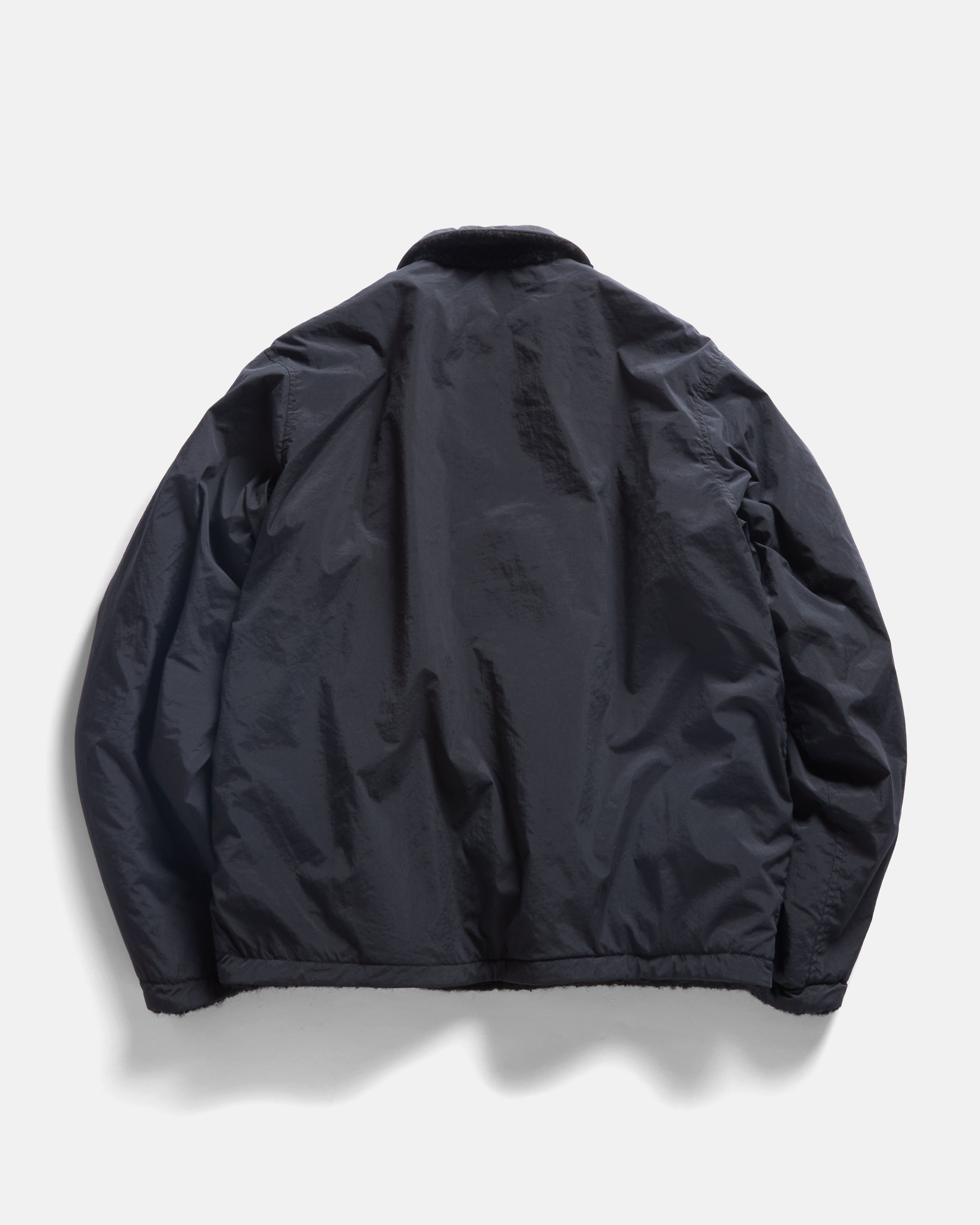 JOSEPH REVERSIBLE COACH'S JACKET - BLACK "FOHAIR" WOOLEN BOUCLÉ / WATER-REPELLENT BRUSHED NYLON