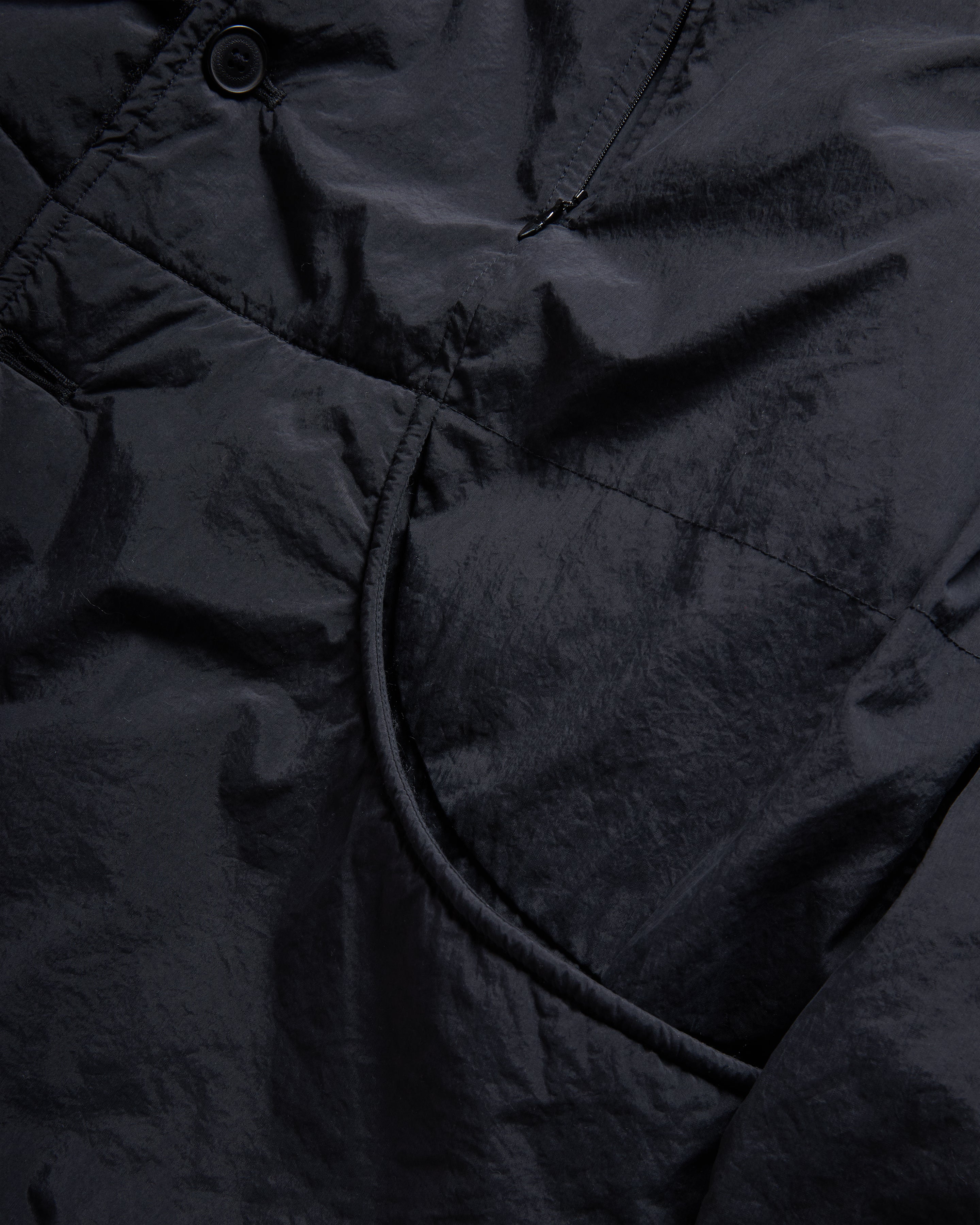 JOSEPH REVERSIBLE COACH'S JACKET - BLACK "FOHAIR" WOOLEN BOUCLÉ / WATER-REPELLENT BRUSHED NYLON