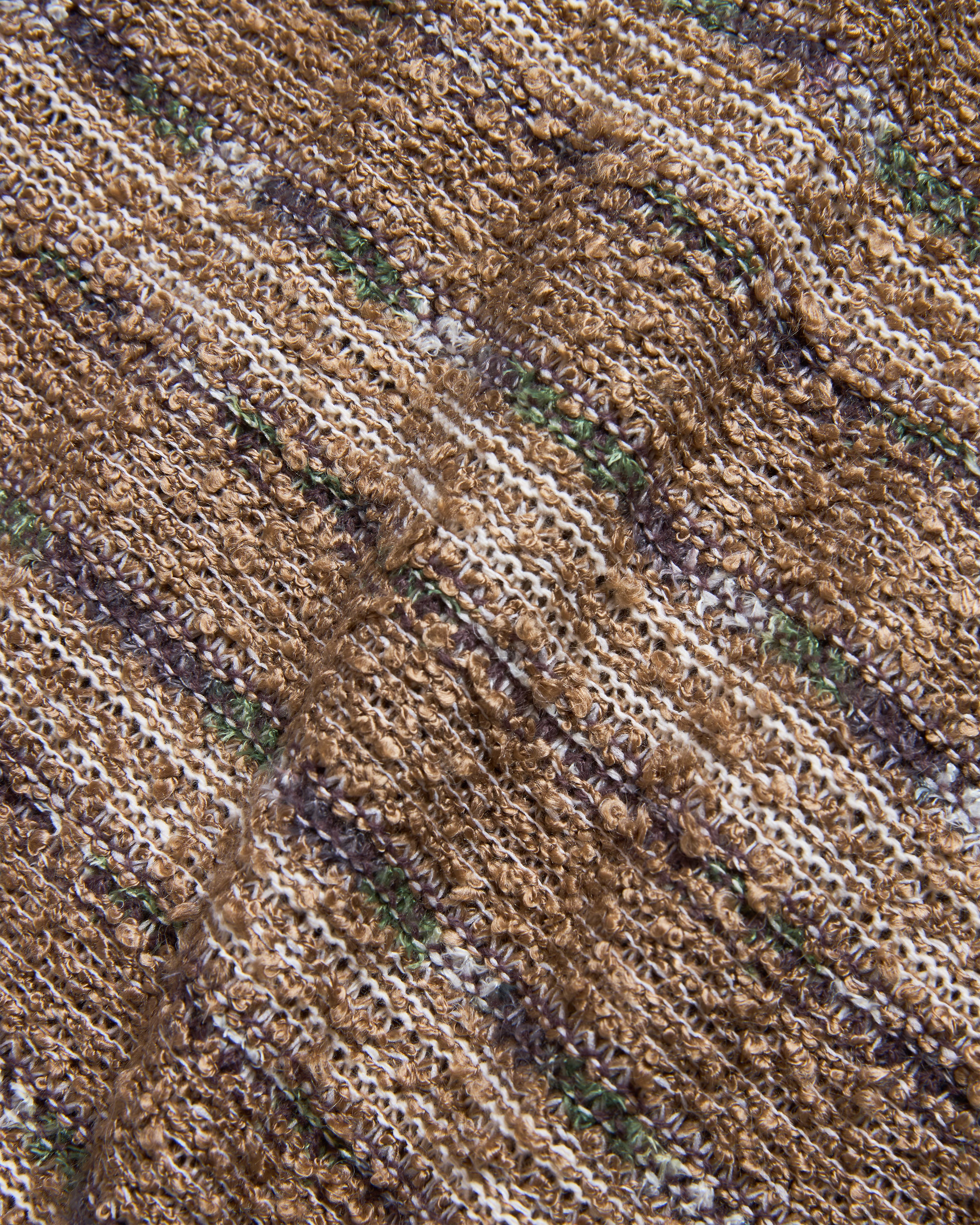 BURI BOUCLÉ KNIT SWEATER VEST - WALNUT / ECRU / SHADOW PALM  / DEADWOOD BLENDED COTTON STRIPE