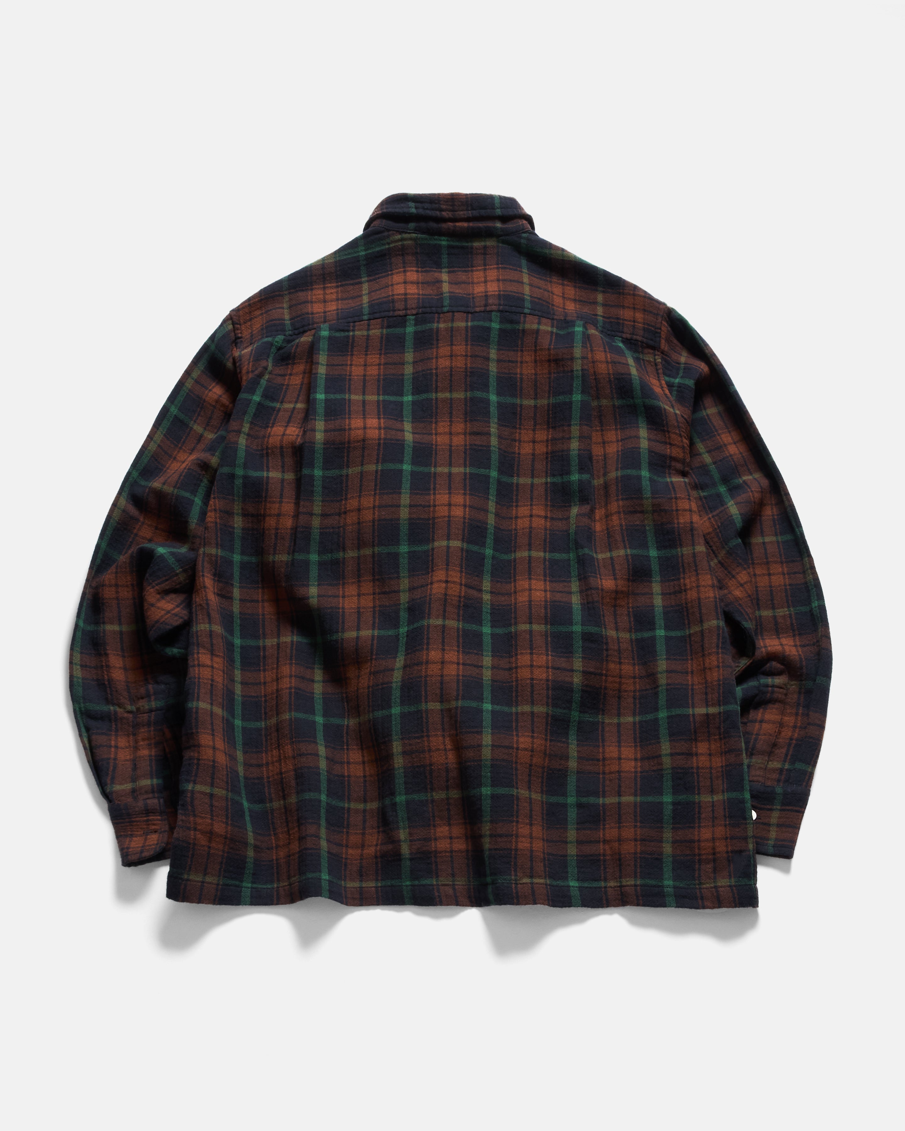 L/S WINHALL UTILITY SHIRT - MIDNIGHT NAVY / RUSSET / GRASS COTTON DOUBLE GAUZE PLAID