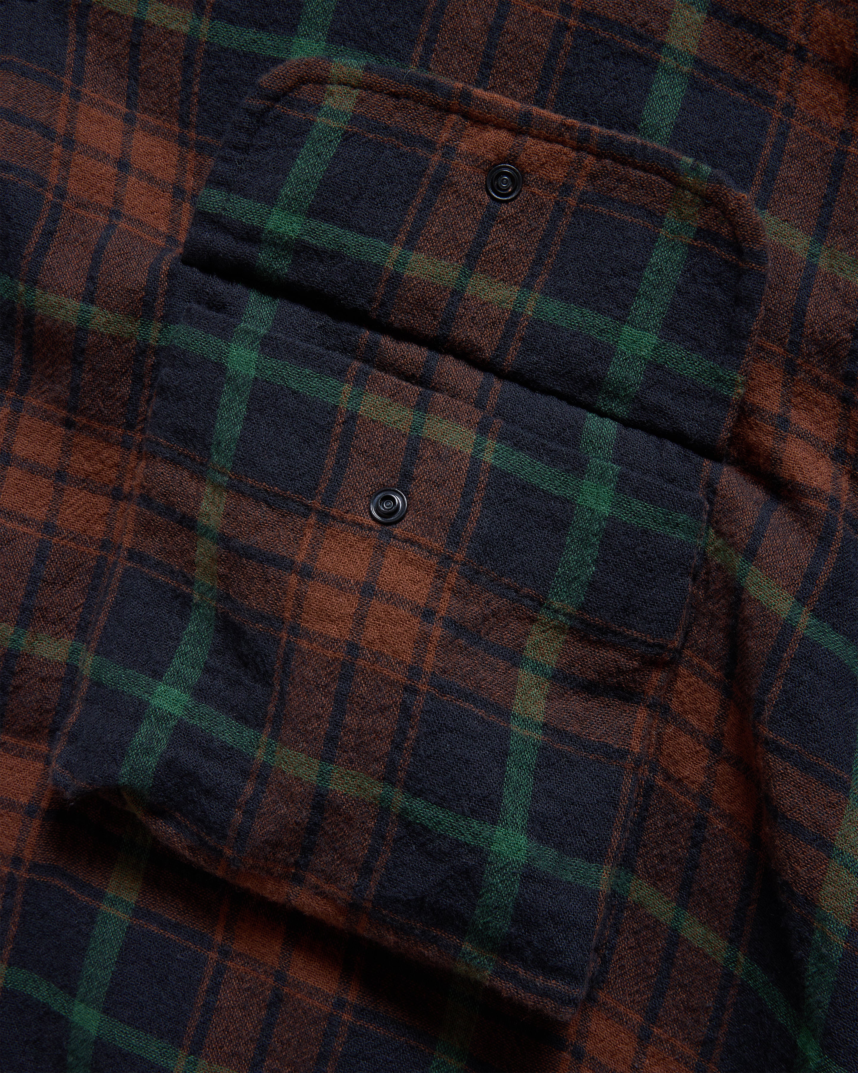 L/S WINHALL UTILITY SHIRT - MIDNIGHT NAVY / RUSSET / GRASS COTTON DOUBLE GAUZE PLAID