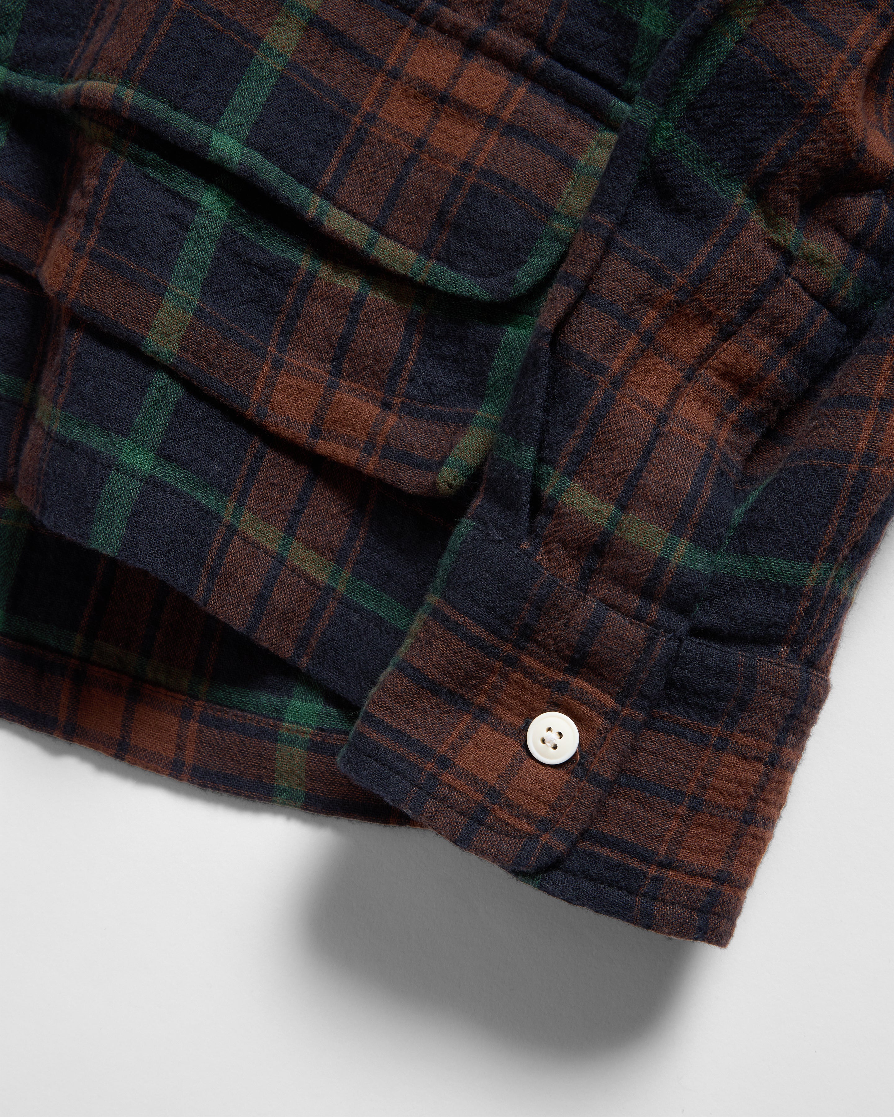 L/S WINHALL UTILITY SHIRT - MIDNIGHT NAVY / RUSSET / GRASS COTTON DOUBLE GAUZE PLAID