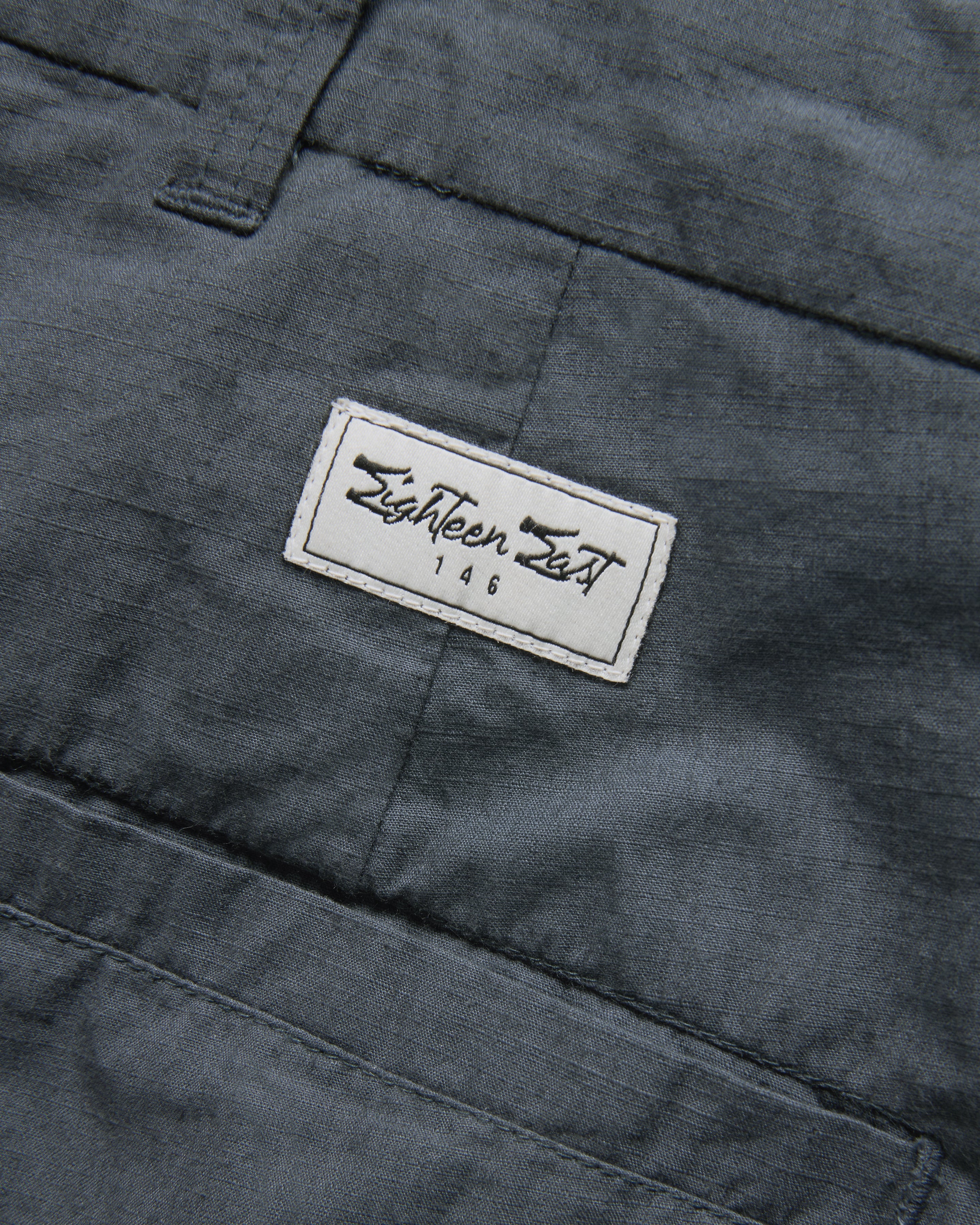 JIAN SINGLE PLEAT PANT - WASHED SLATE COTTON MICRO RIPSTOP – 18 East