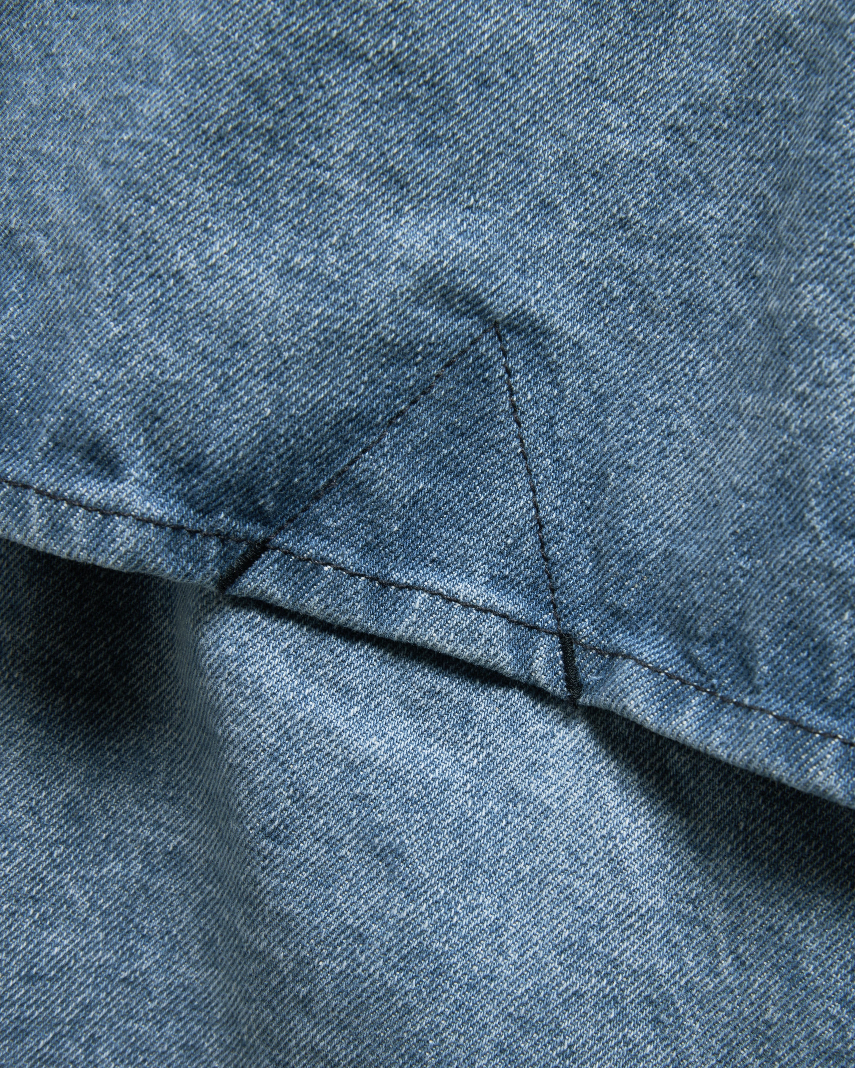 BELLOWS ZIP FRONT COACH'S JACKET - BLEACHED 13 oz. DENIM