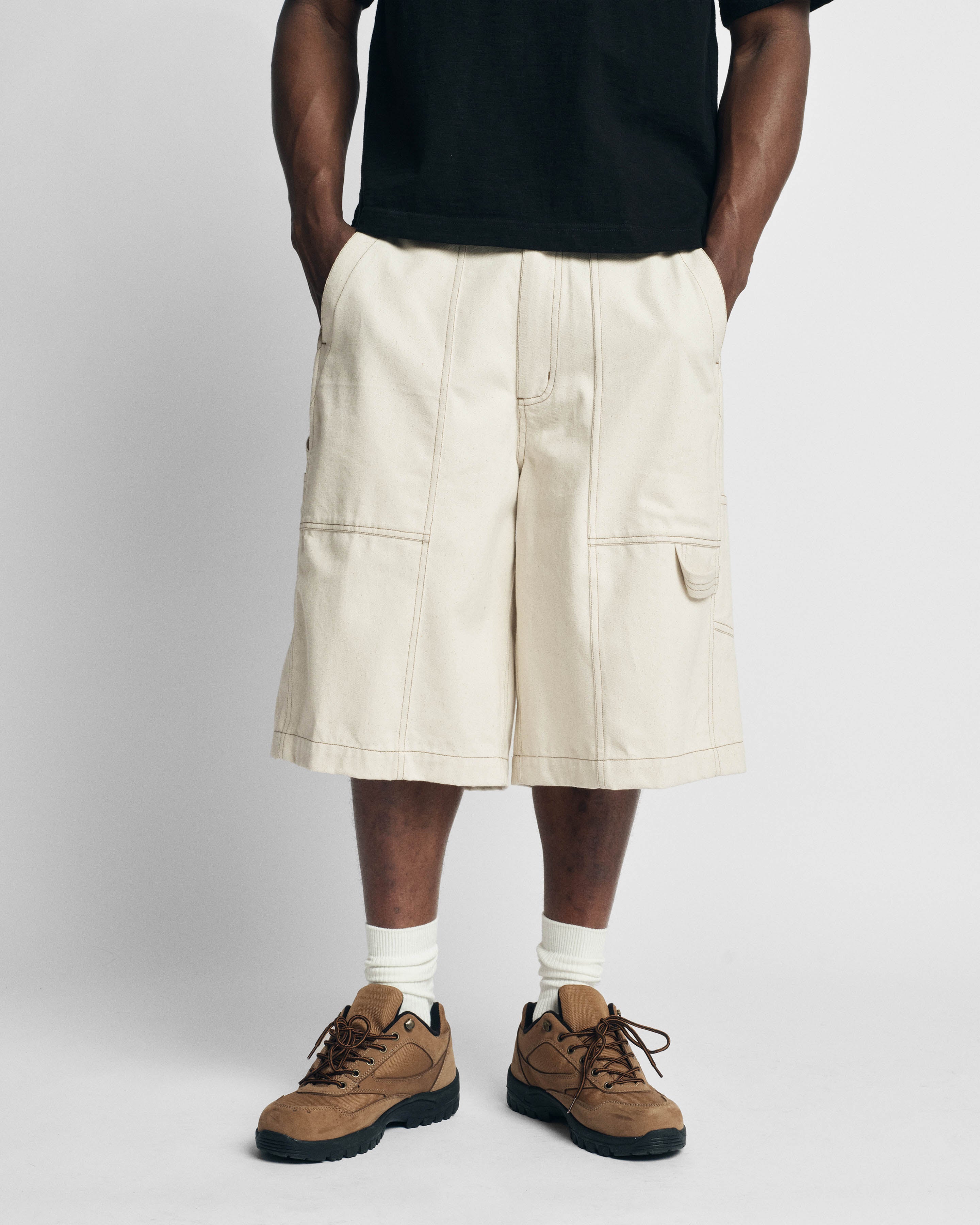 LOTUS CARPENTER SHORTS - 14 oz. UNDYED INDIAN DENIM
