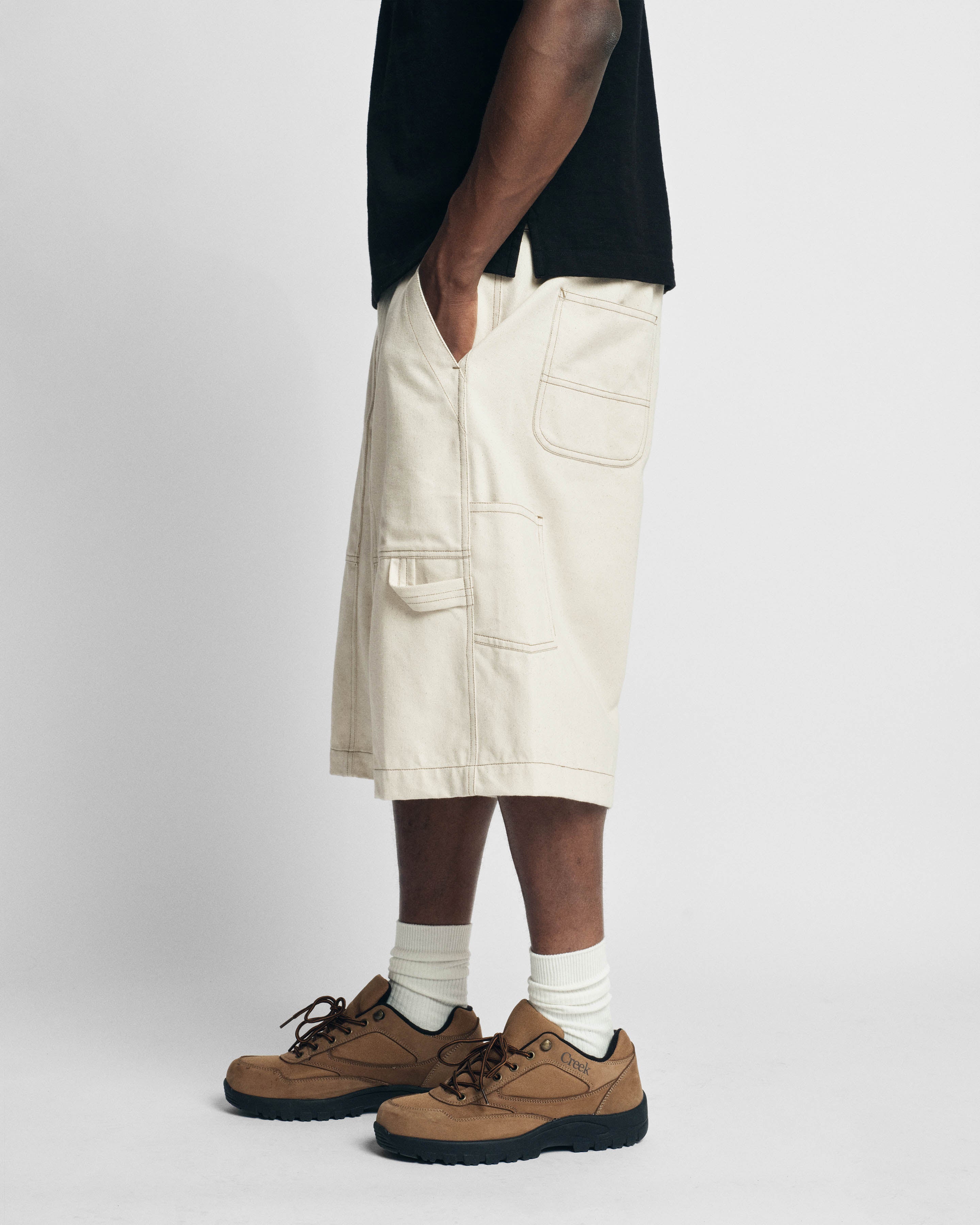 LOTUS CARPENTER SHORTS - 14 oz. UNDYED INDIAN DENIM