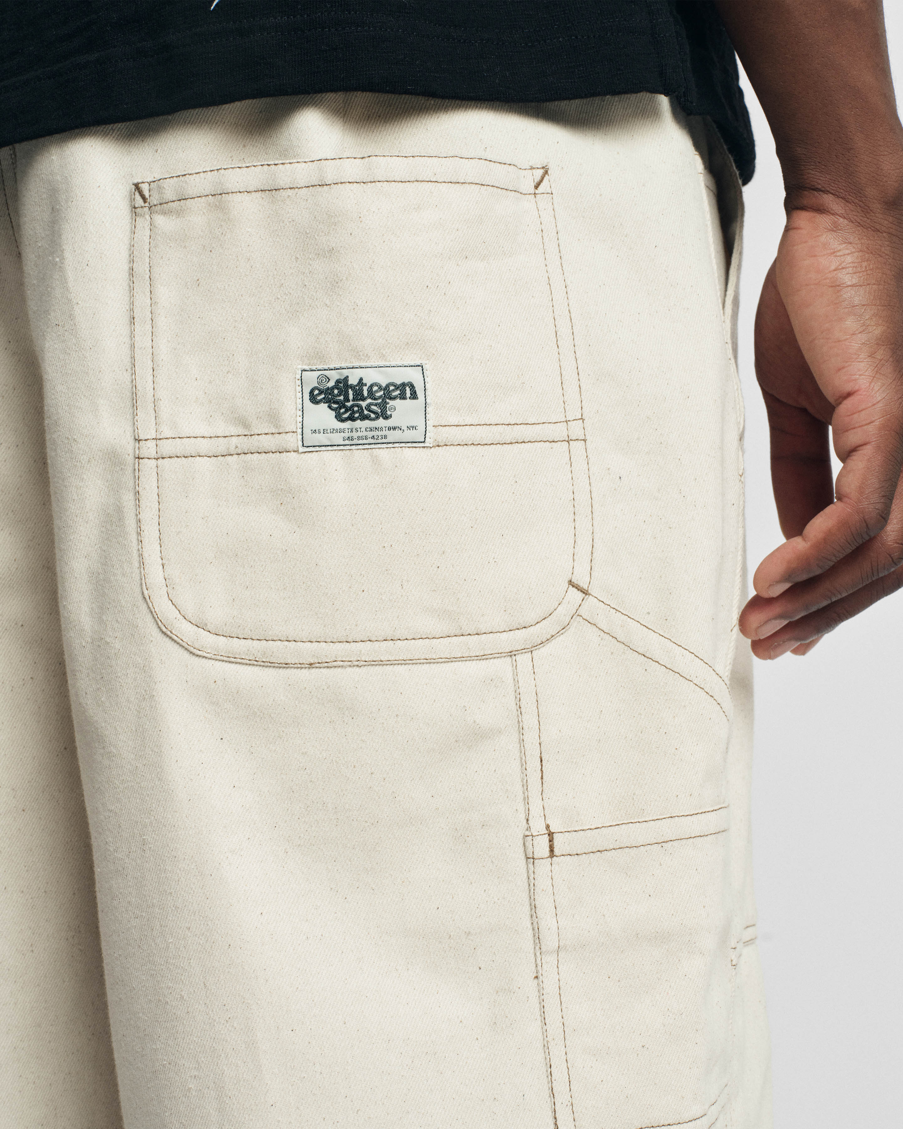 LOTUS CARPENTER SHORTS - 14 oz. UNDYED INDIAN DENIM