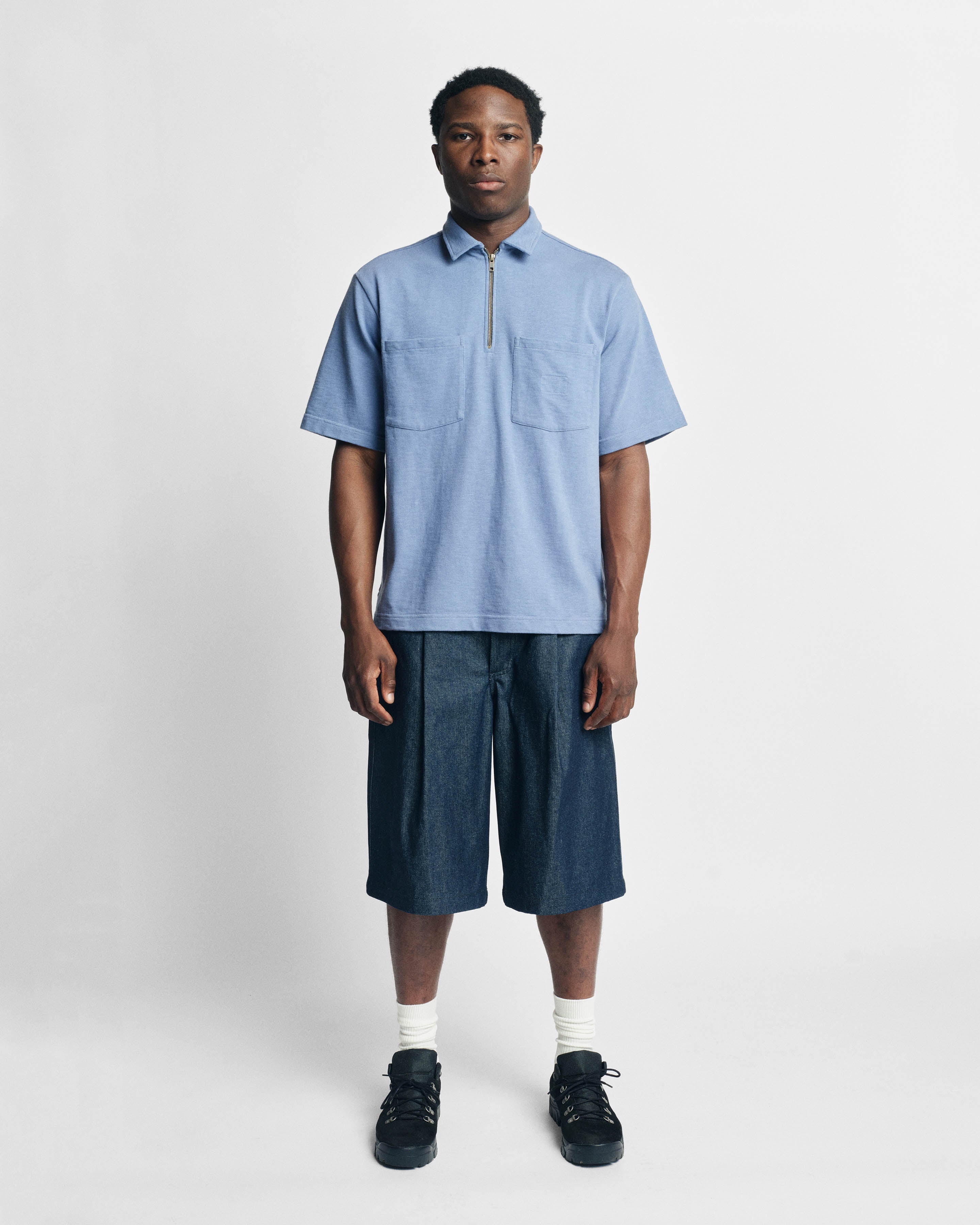 EMERY PLEATED BIG SHORTS - 13 oz. RAW DENIM – 18 East