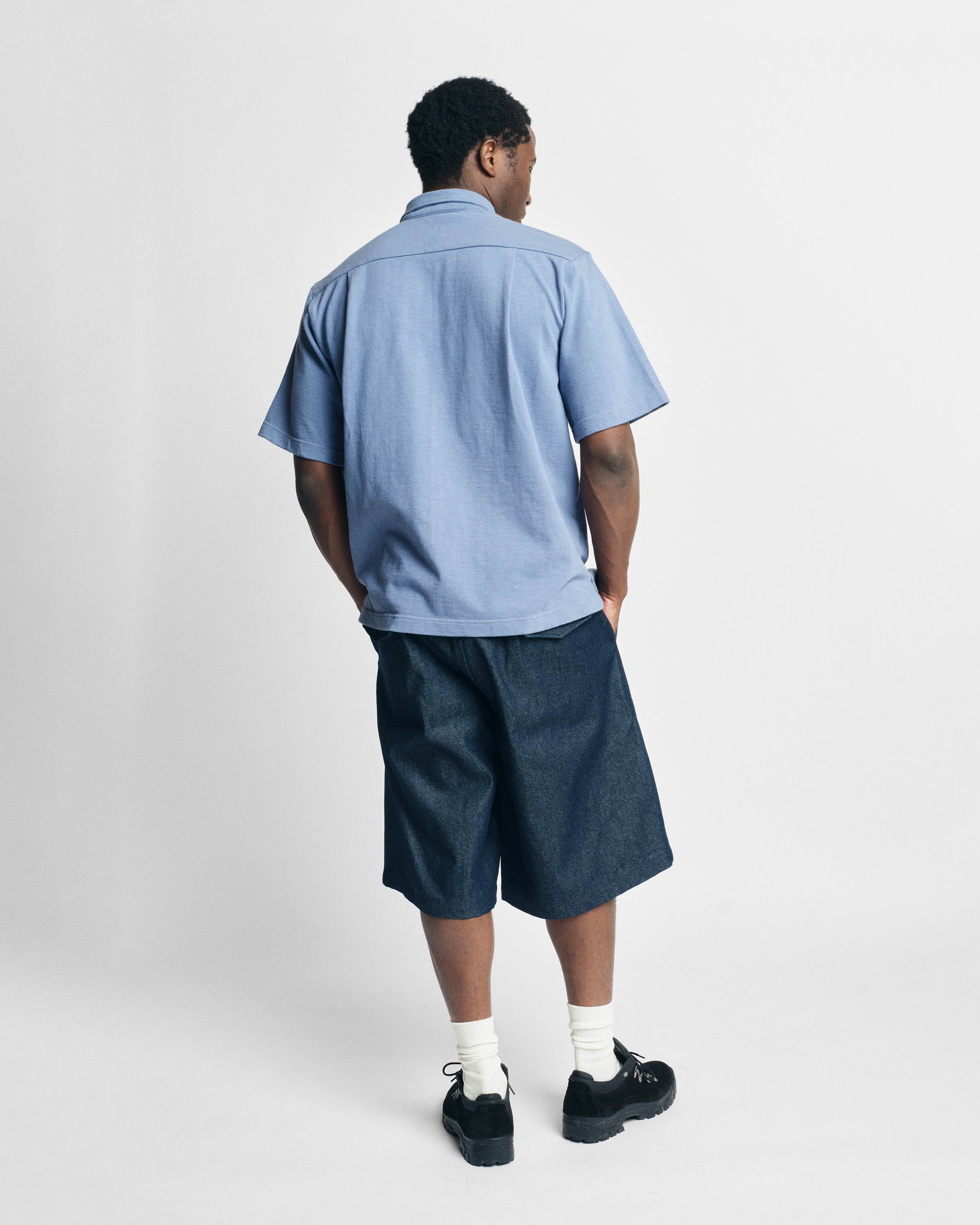 SS HOLLOW POLO - RINSED ROYAL 9.2 oz SLUB COTTON JERSEY