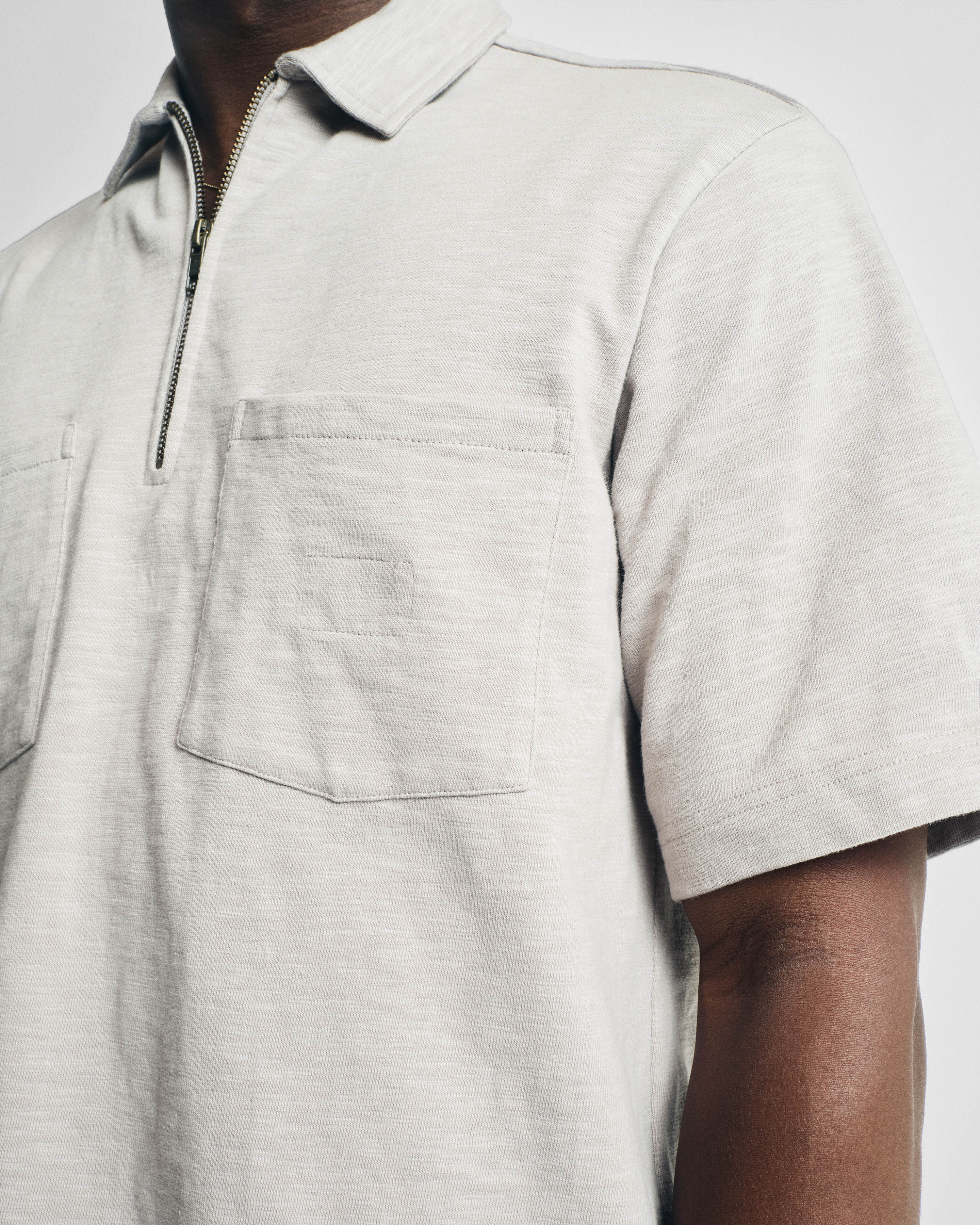 SS HOLLOW POLO - WALNUT 9.2 oz SLUB COTTON JERSEY – 18 East
