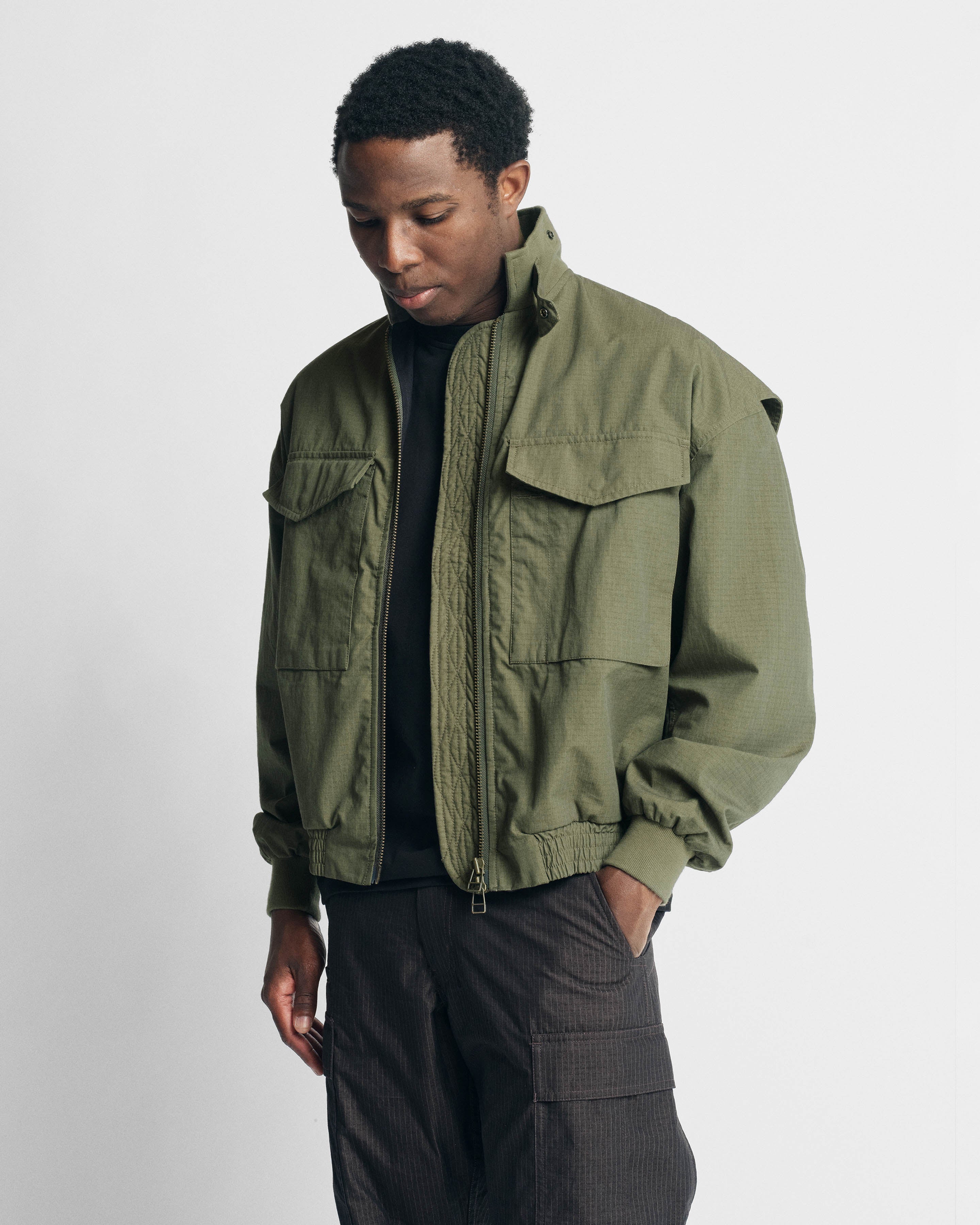 WEP FLIGHT JACKET - SAGE OLIVE / KHAKI DOUBLE-DYE COTTON/NYLON RIPSTOP