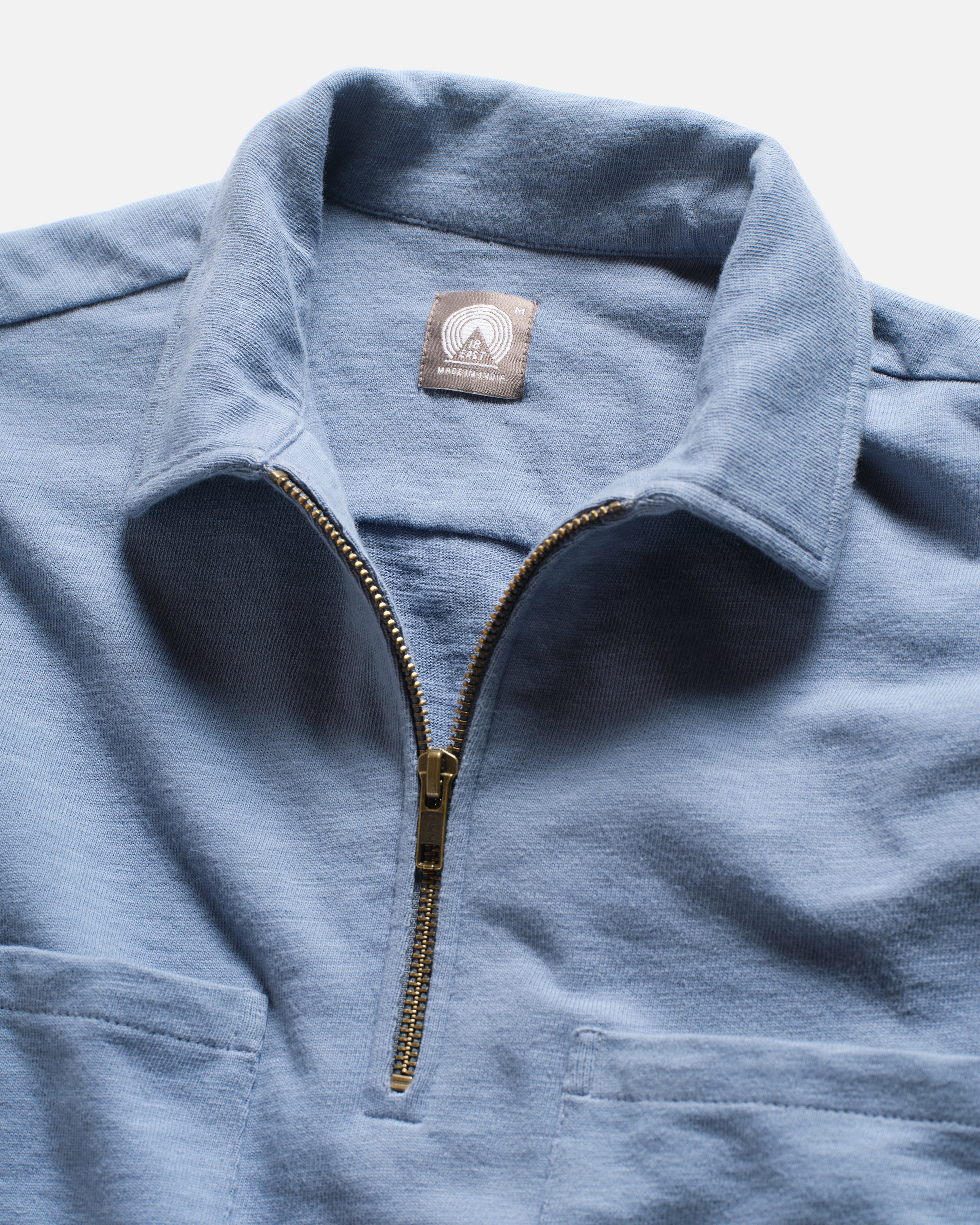 SS HOLLOW POLO - RINSED ROYAL 9.2 oz SLUB COTTON JERSEY