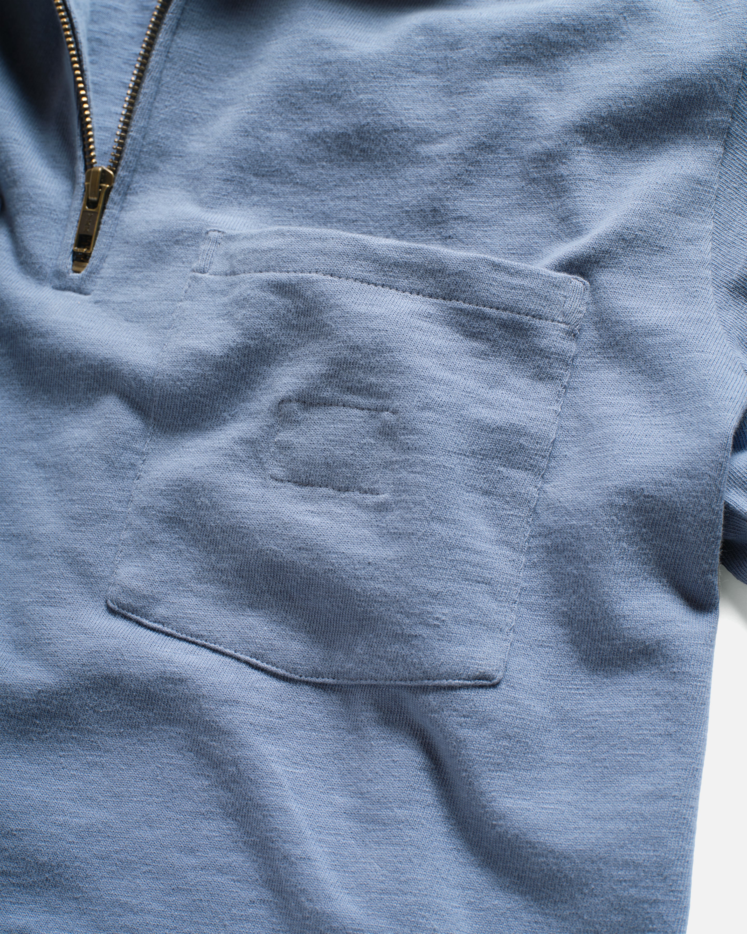 SS HOLLOW POLO - RINSED ROYAL 9.2 oz SLUB COTTON JERSEY