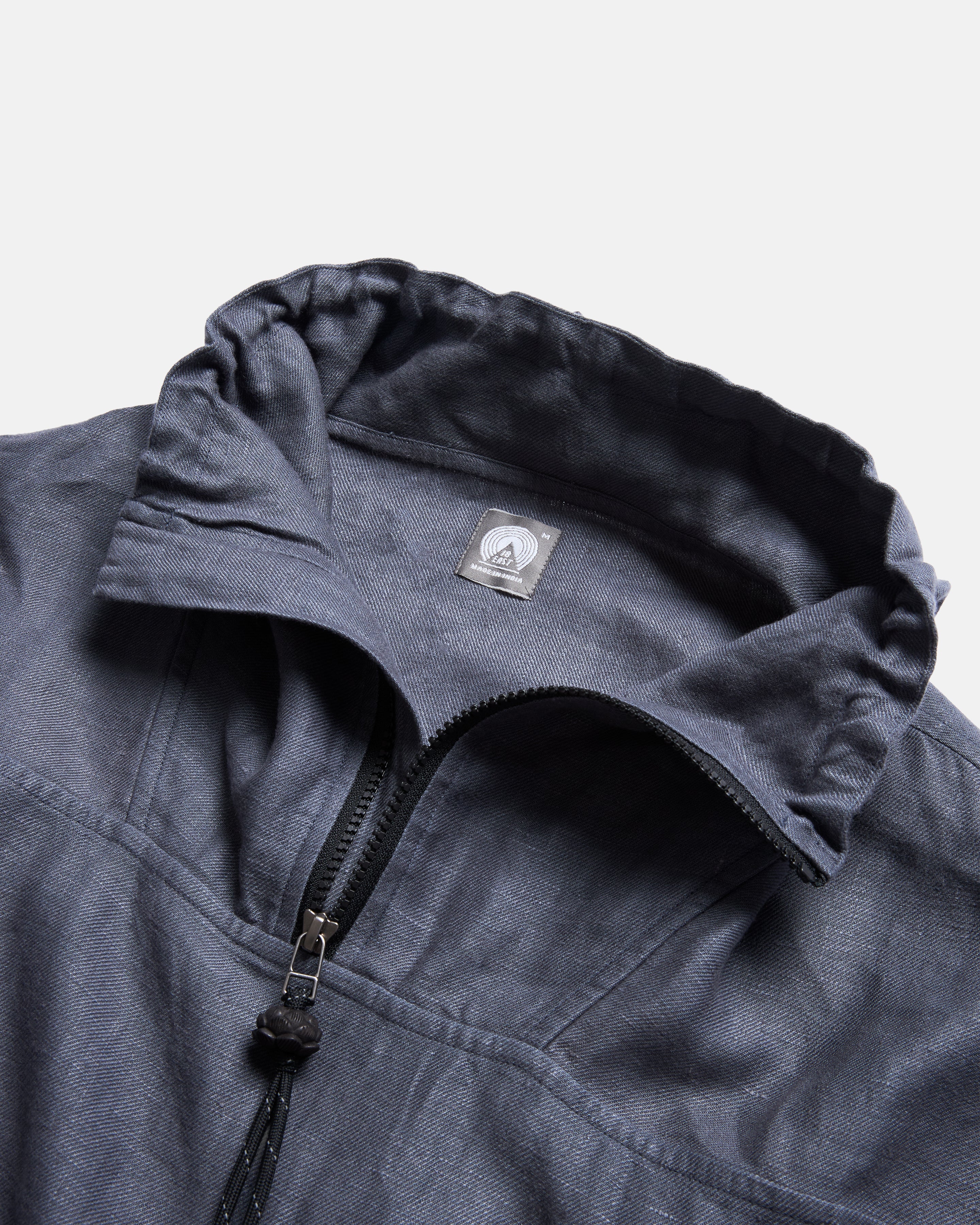 CATA QUARTER ZIP SMOCK PULLOVER - TURBULENCE SLATE LINEN TWILL