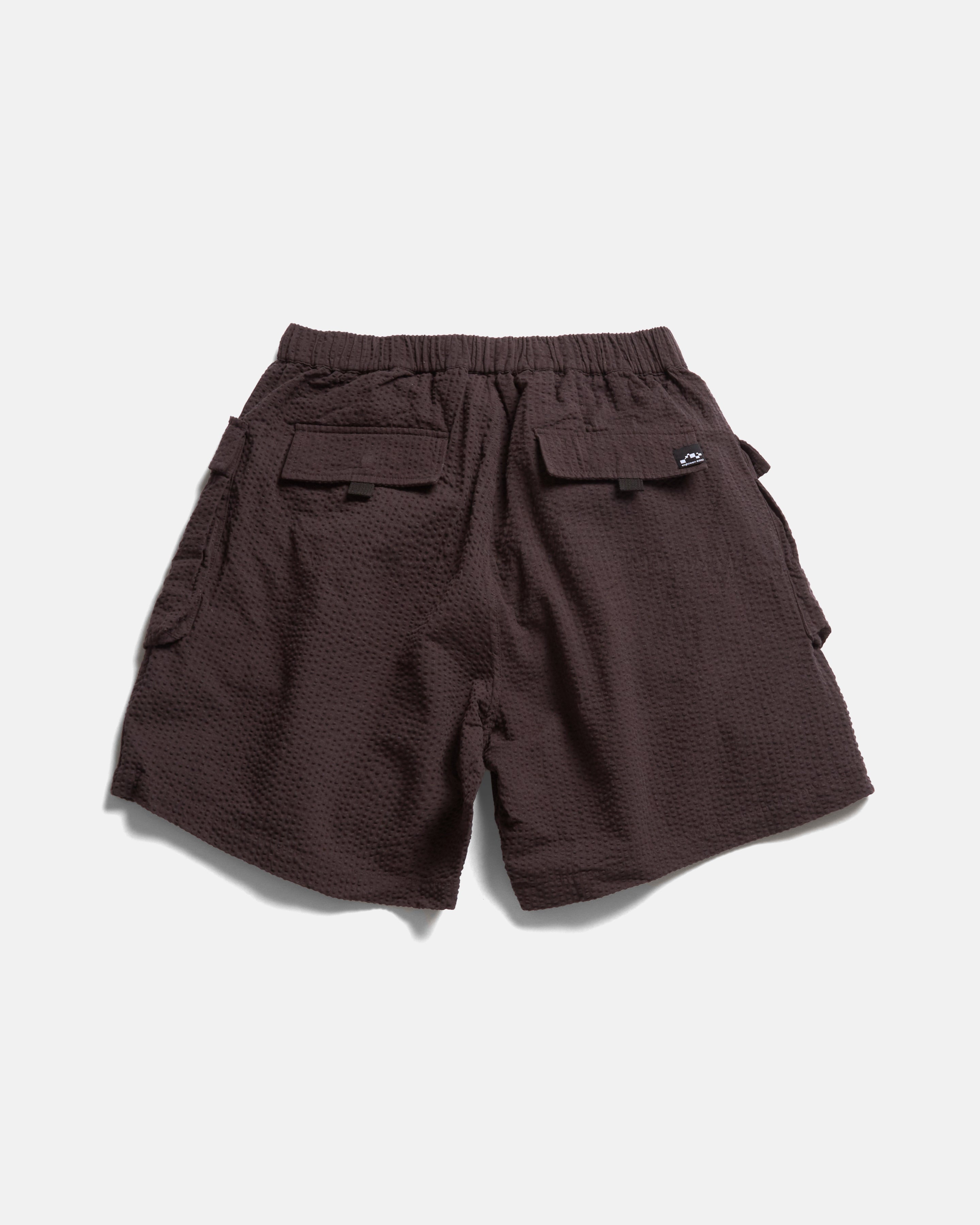 VETTI UTILITY SHORTS - TONAL FONDENTE COTTON SEERSUCKER