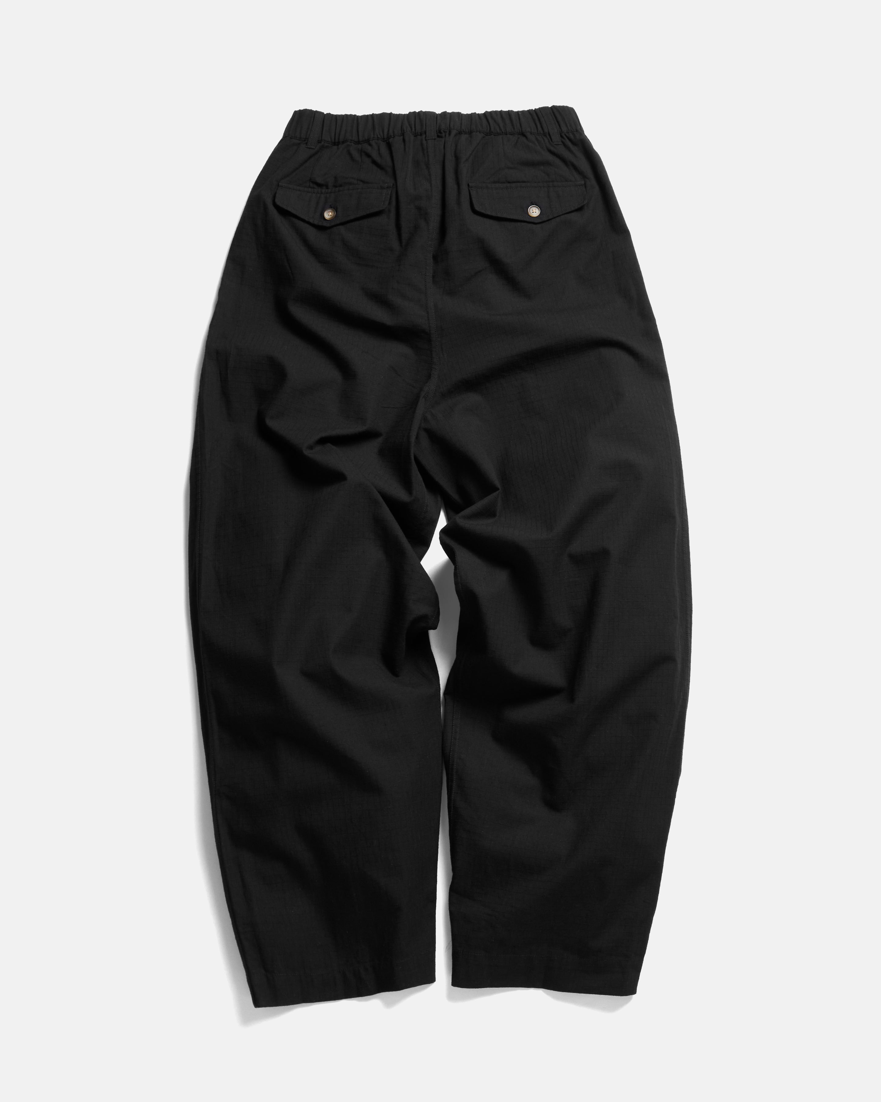KELL PLEATED BIG PANT - BLACK COTTON RIPSTOP