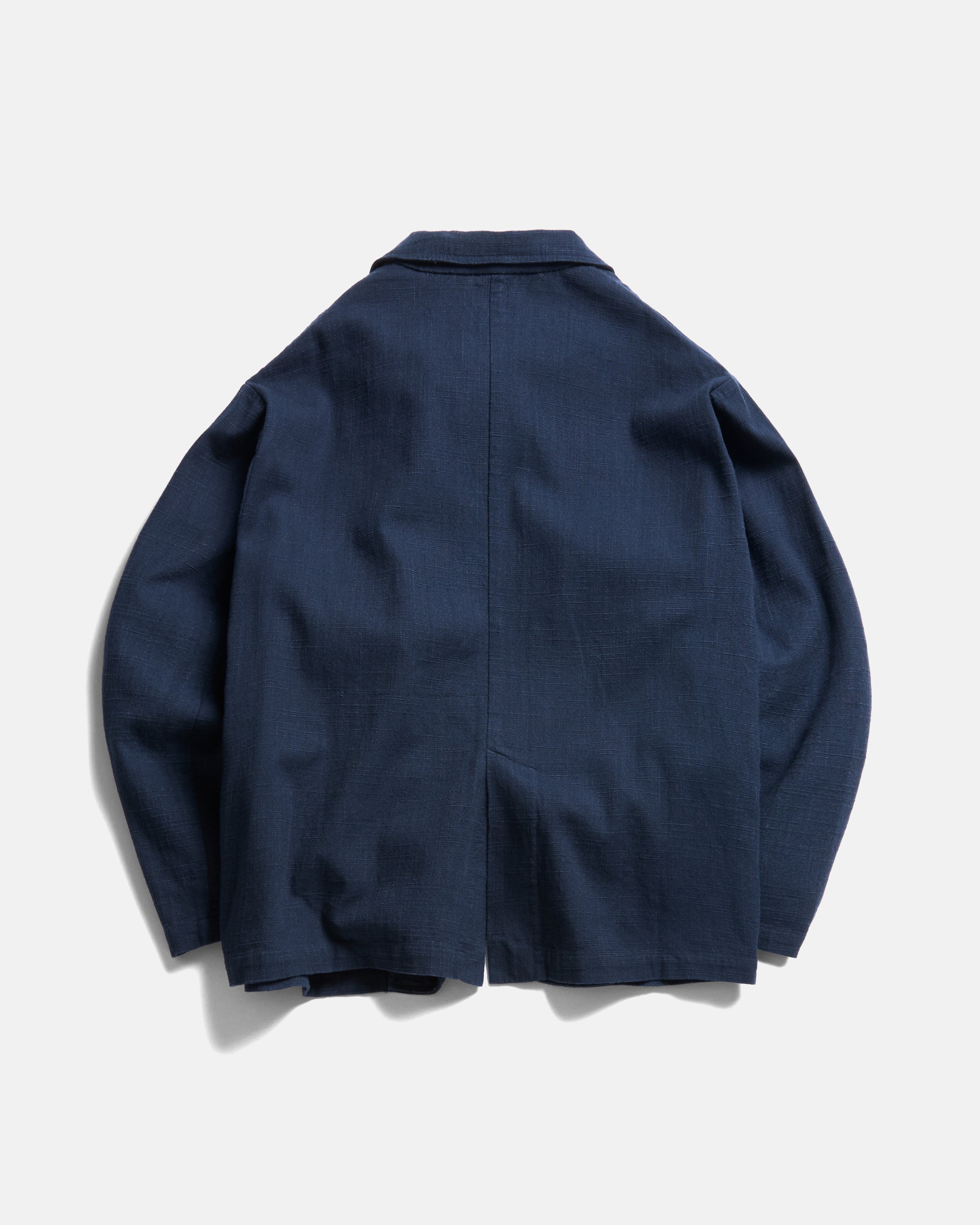 ASHEVILLE OVERSIZED BLAZER - WASHED NAVY COTTON THICK & THIN BASKETWEAVE