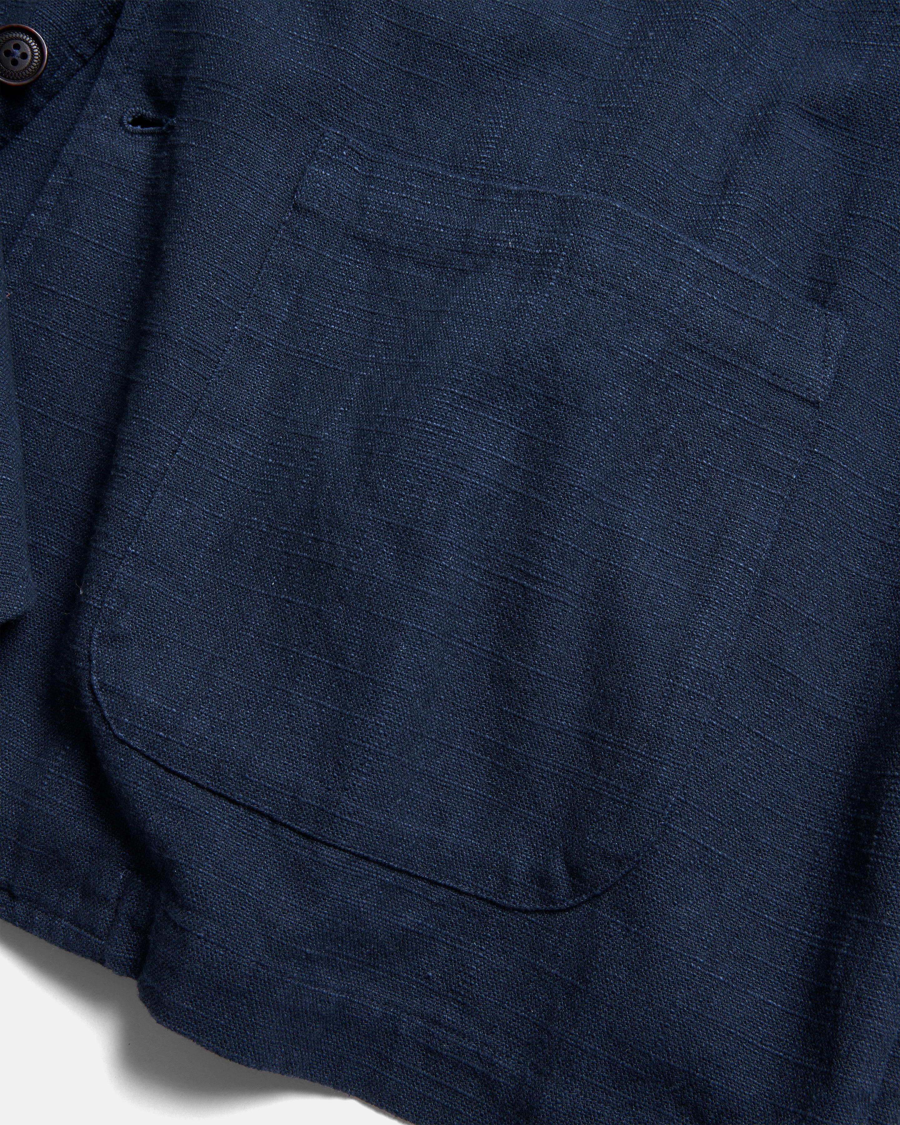 ASHEVILLE OVERSIZED BLAZER - WASHED NAVY COTTON THICK & THIN BASKETWEAVE