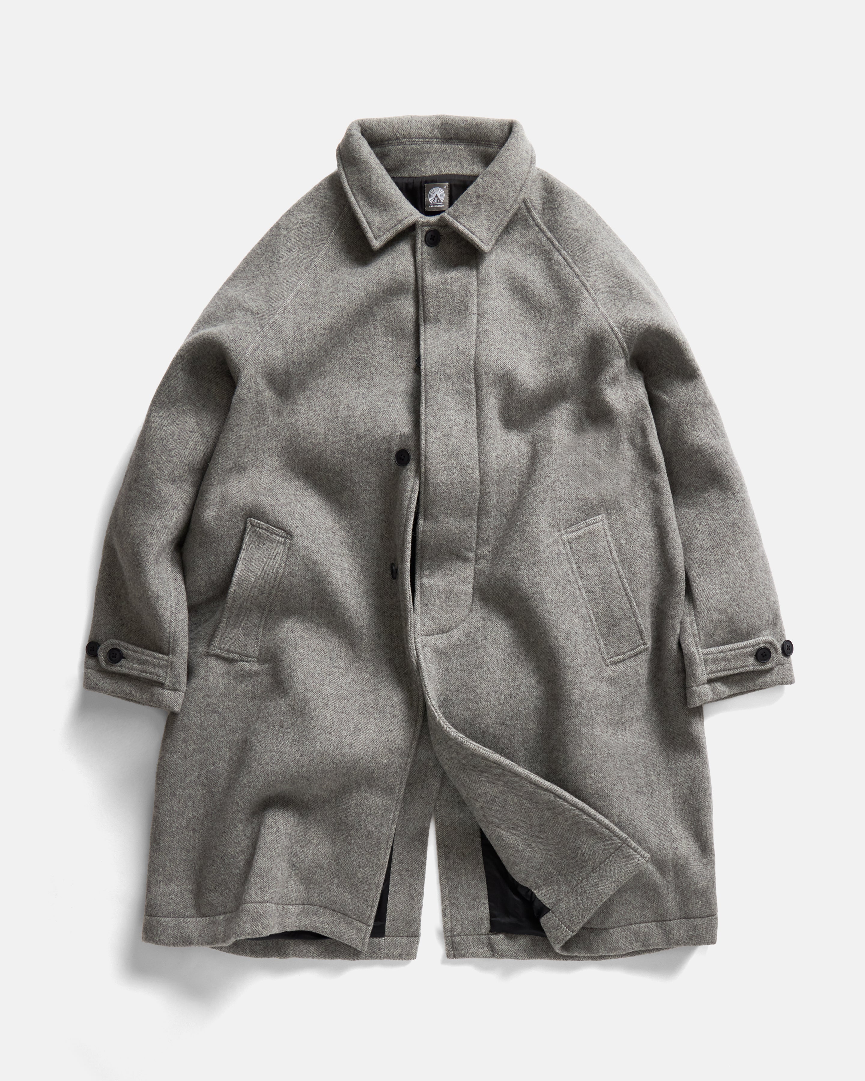 PREORDER: FULL RAGLAN BALMACAAN - BRUSHED WOOLEN HERRINGBONE
