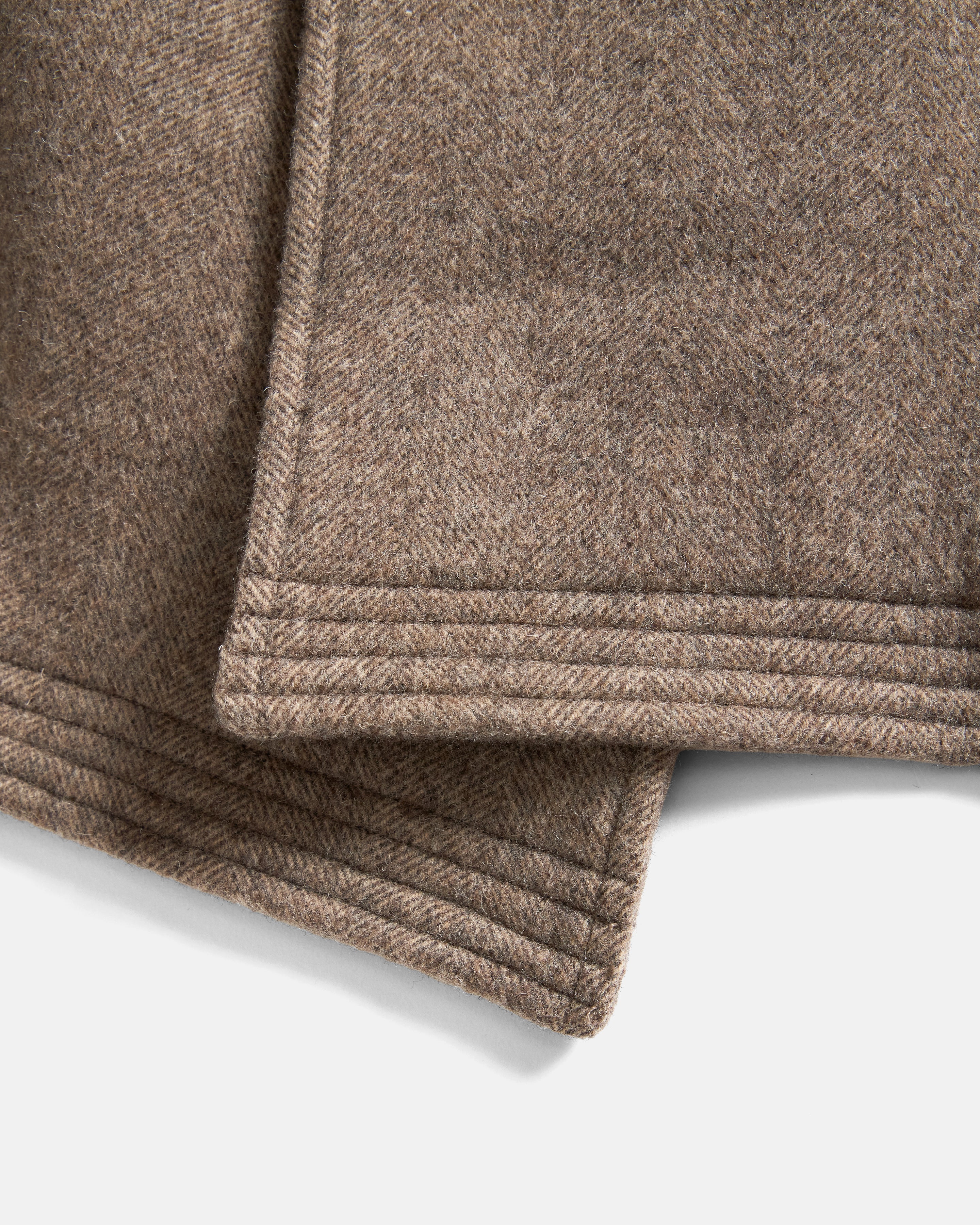 PREORDER: BELTED BRIDGE COAT - BRUSHED WOOLEN HERRINGBONE