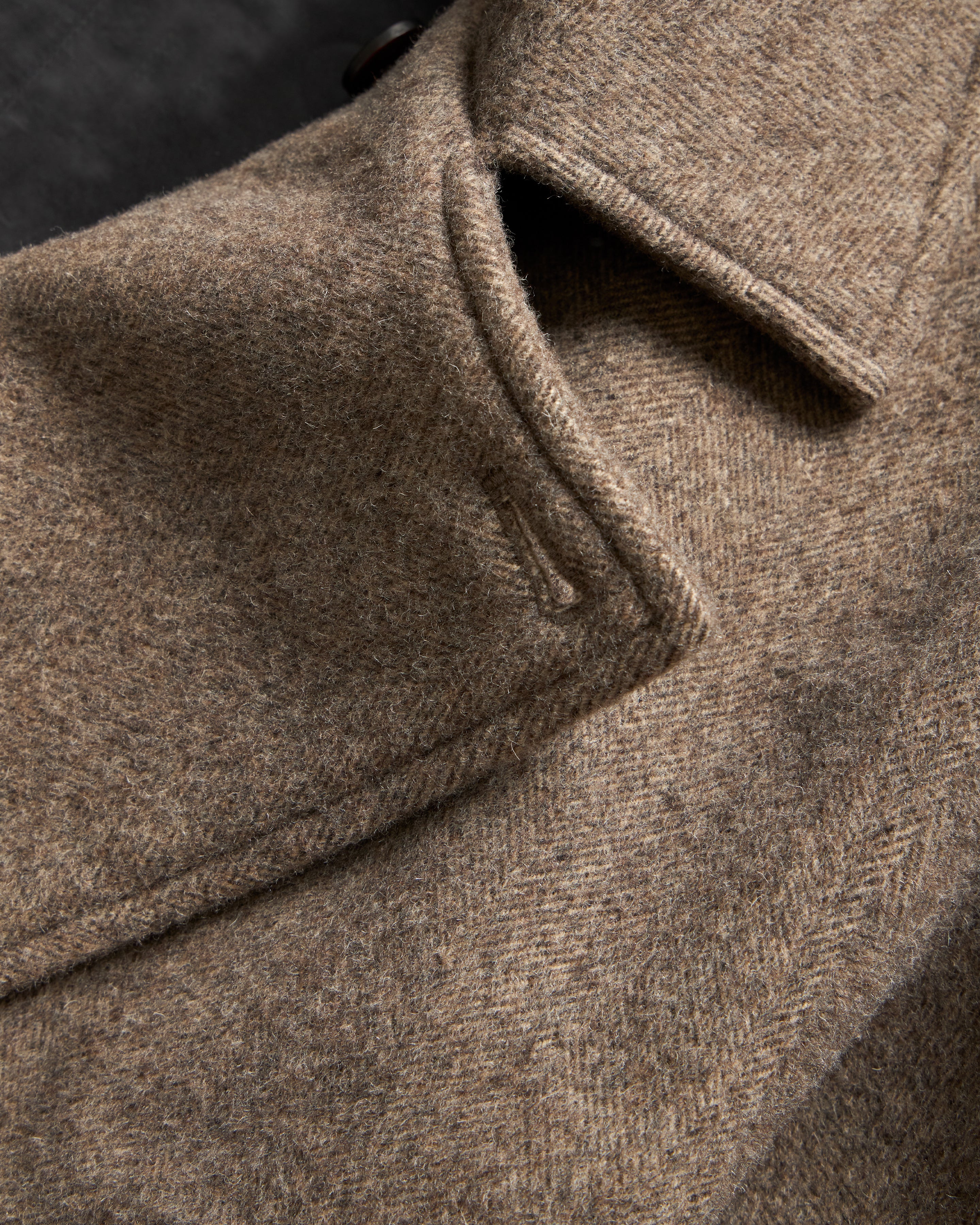 PREORDER: BELTED BRIDGE COAT - BRUSHED WOOLEN HERRINGBONE
