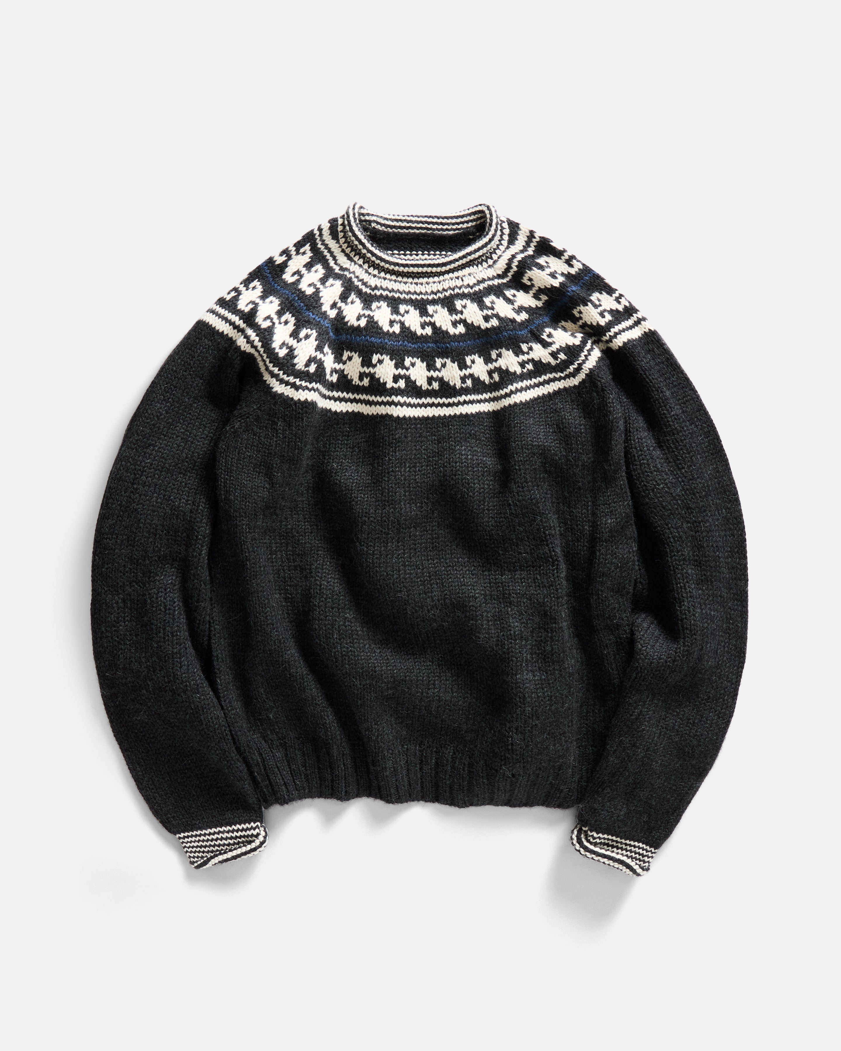 FRANKO FAIRISLE ROLLNECK SWEATER - SLATE GRAY / ECRU / INDIGO HANDLOOM BABY ALPACA