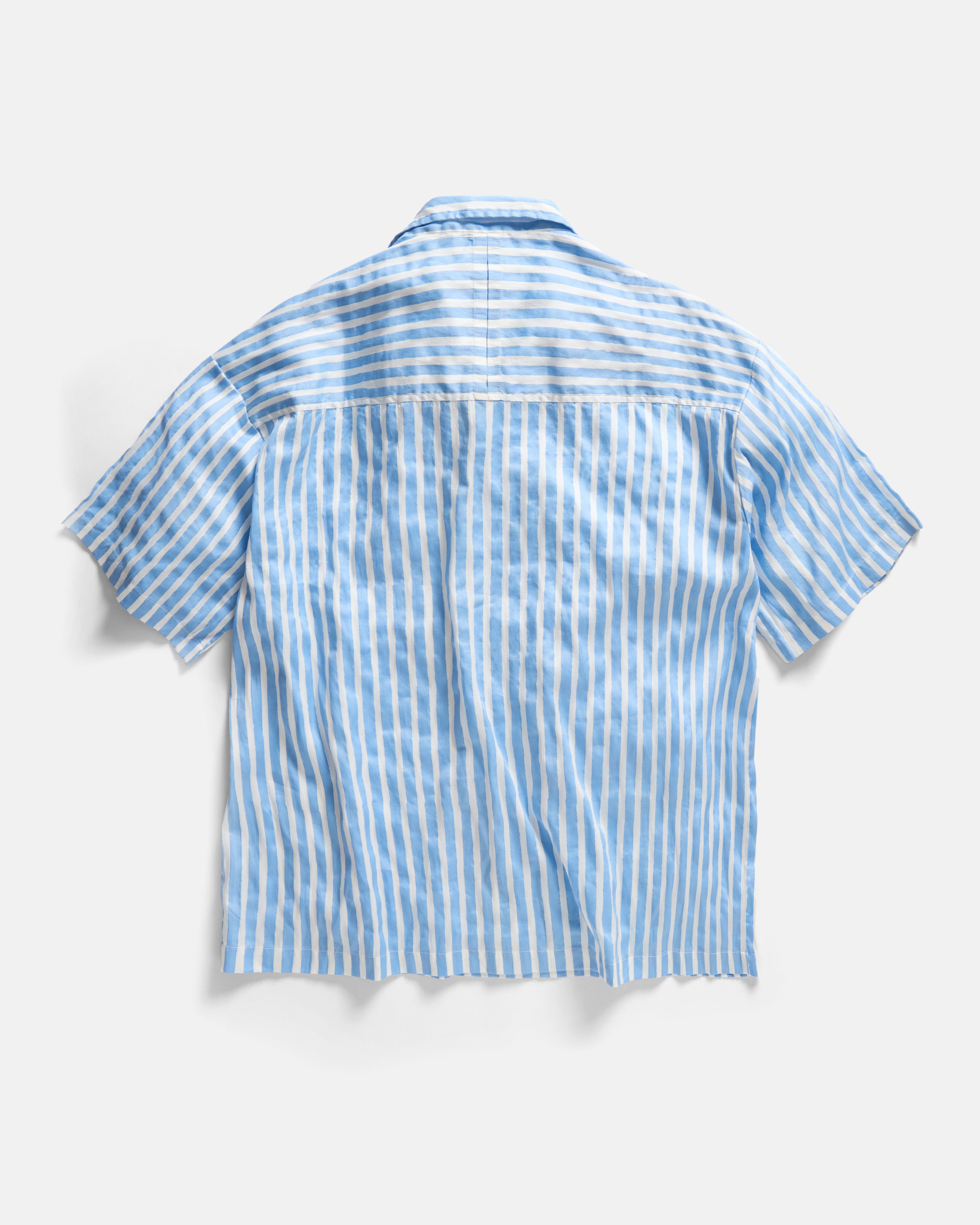 DORMIRE PYJAMA SHIRT - ECRU / WASHED INDIGO HAND-BLOCKPRINTED SUVIN COTTON