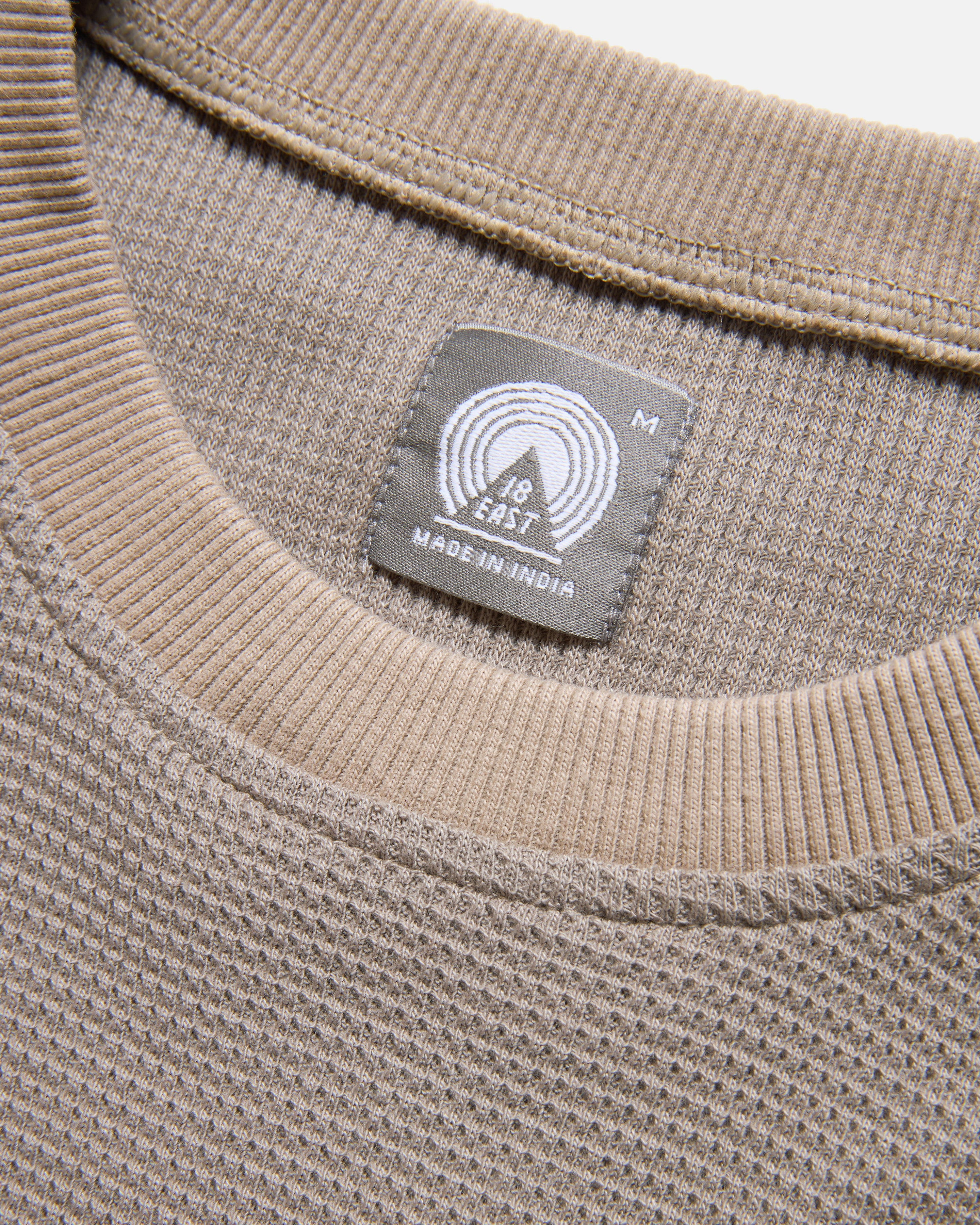 HIROCK LTE HALF SLEEVE CREWNECK - WALNUT TECH COTTON LIGHTWEIGHT THERMAL