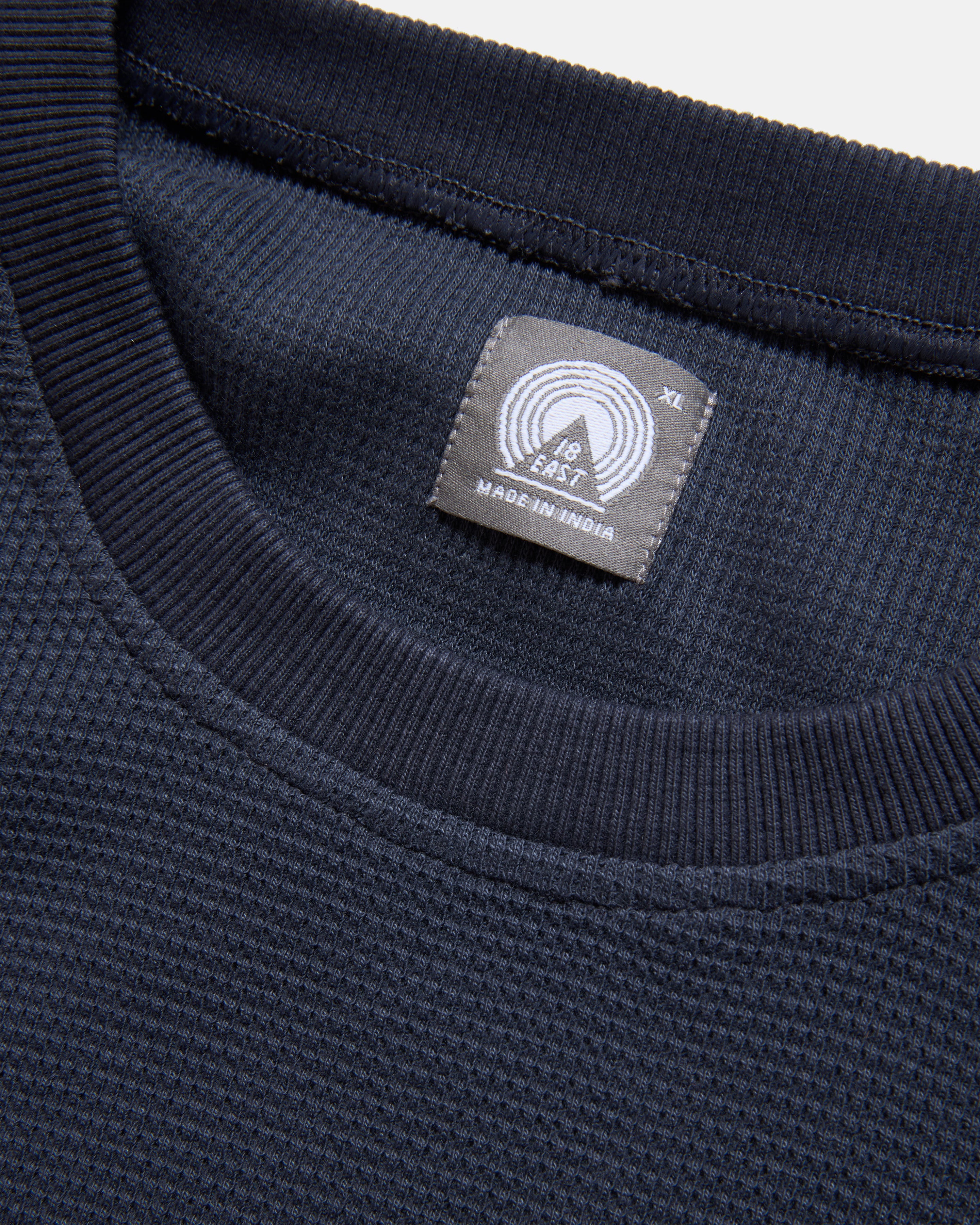 HIROCK LTE HALF SLEEVE CREWNECK - SLATE NAVY TECH COTTON LIGHTWEIGHT THERMAL