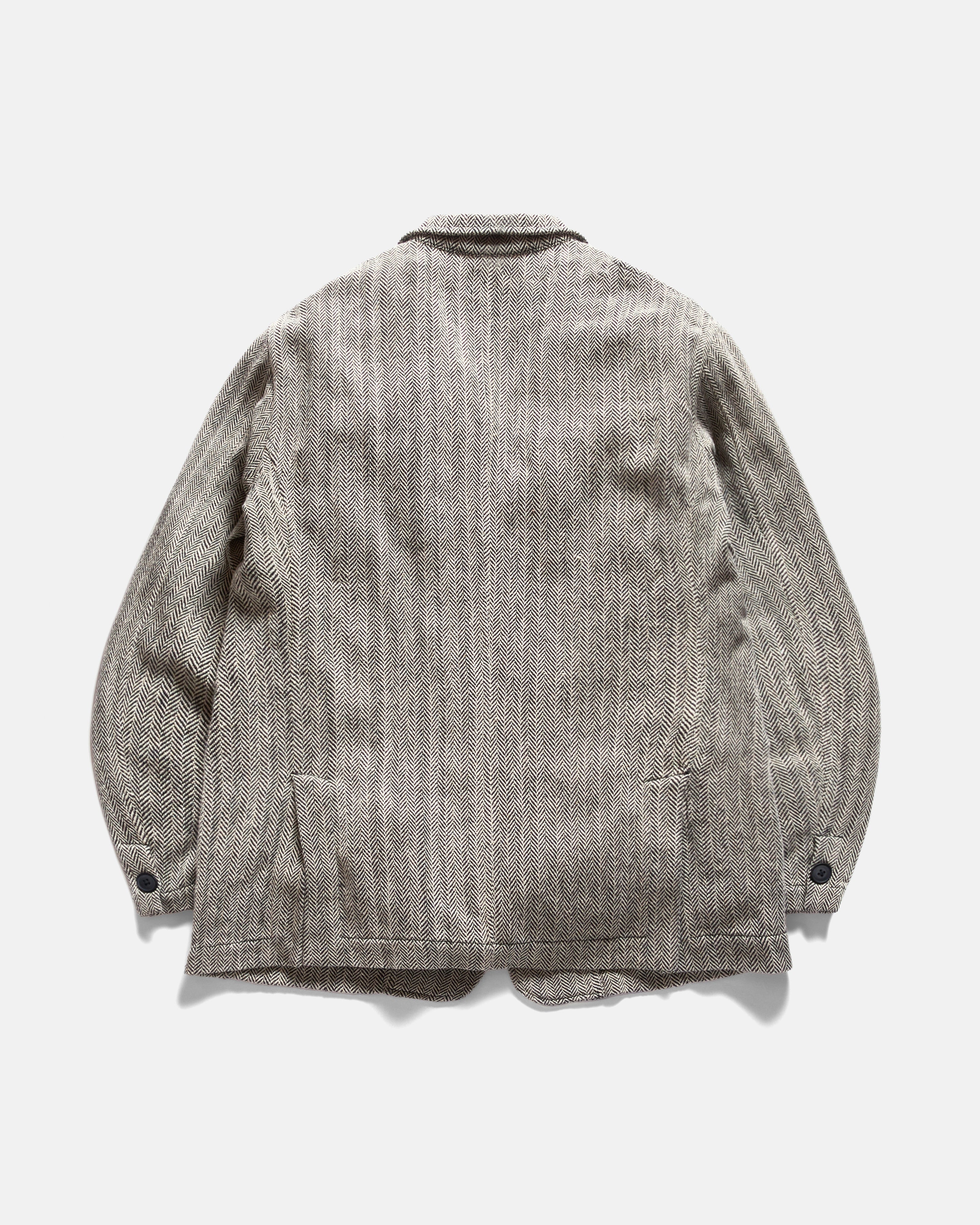 BRERA SINGLE BREASTED BLAZER - BLACK / ECRU HANDWOVEN COTTON HERRINGBONE